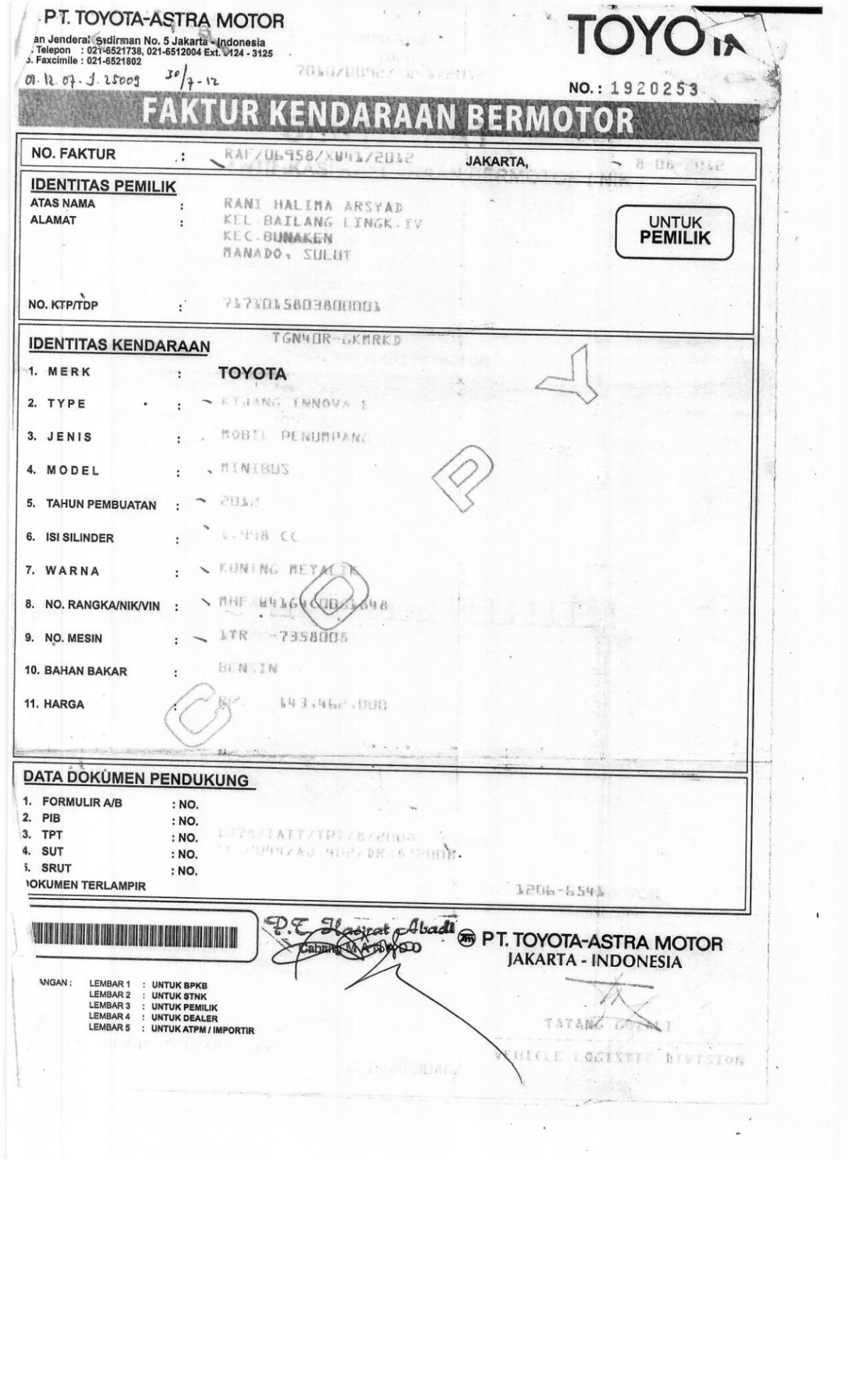 TOYOTA KIJANG INNOVA E