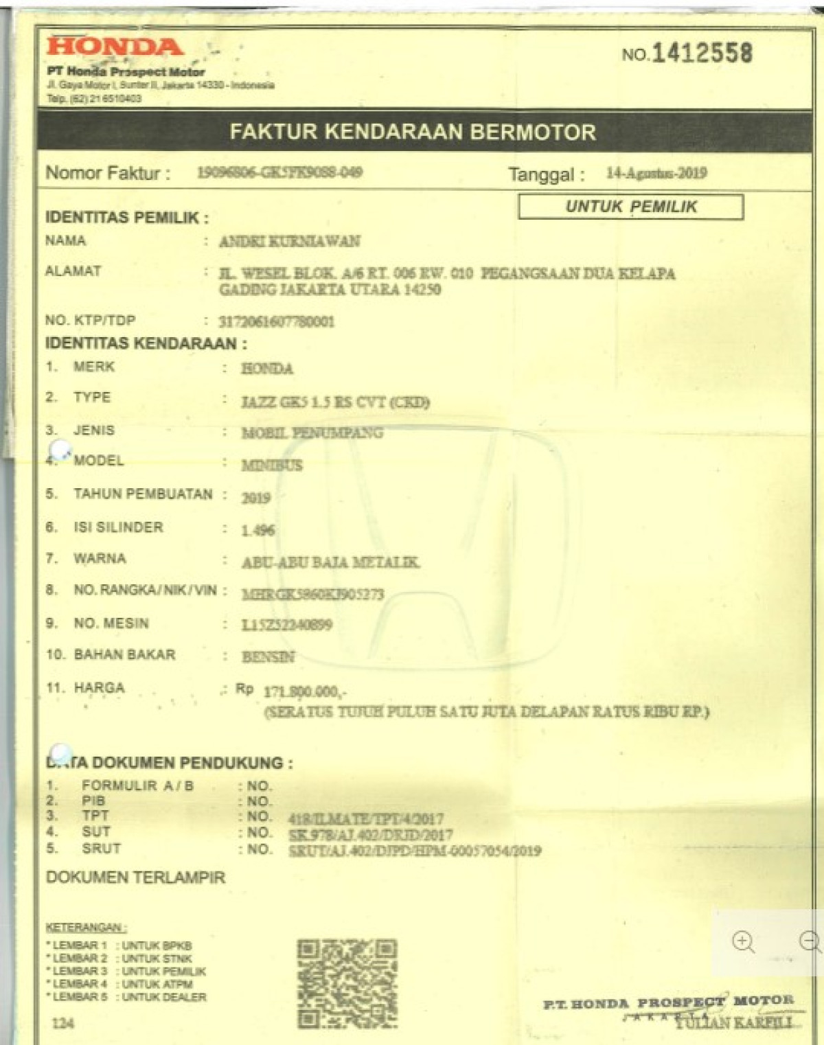 HONDA JAZZ GK5 1.5 RS