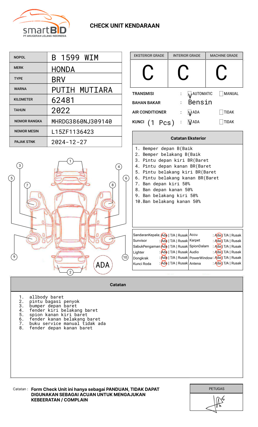 HONDA BRV DG3 1.5L PRECVT