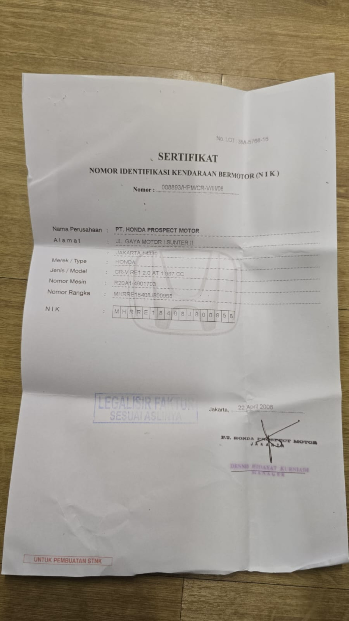 HONDA  CR-V  RE1 2WD 2.0