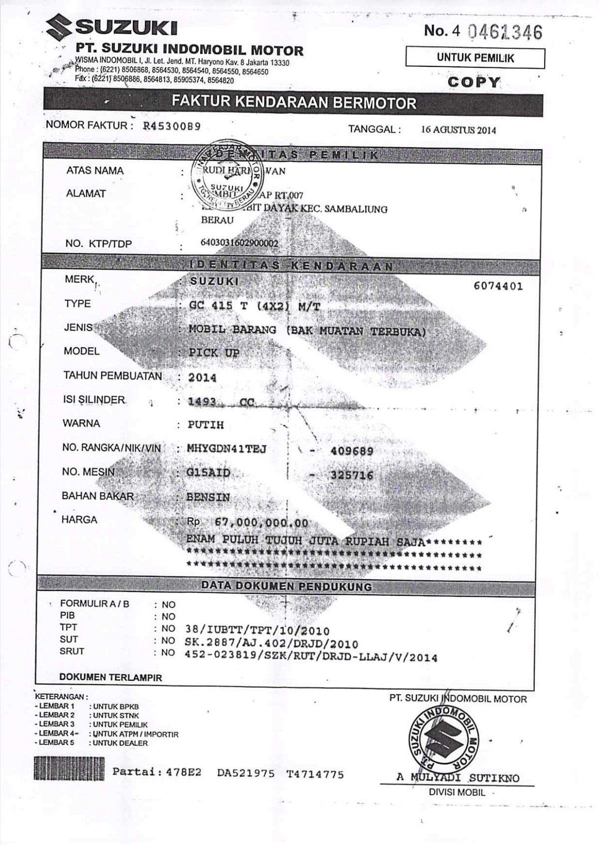 SUZUKI  MEGA CARRY  PU