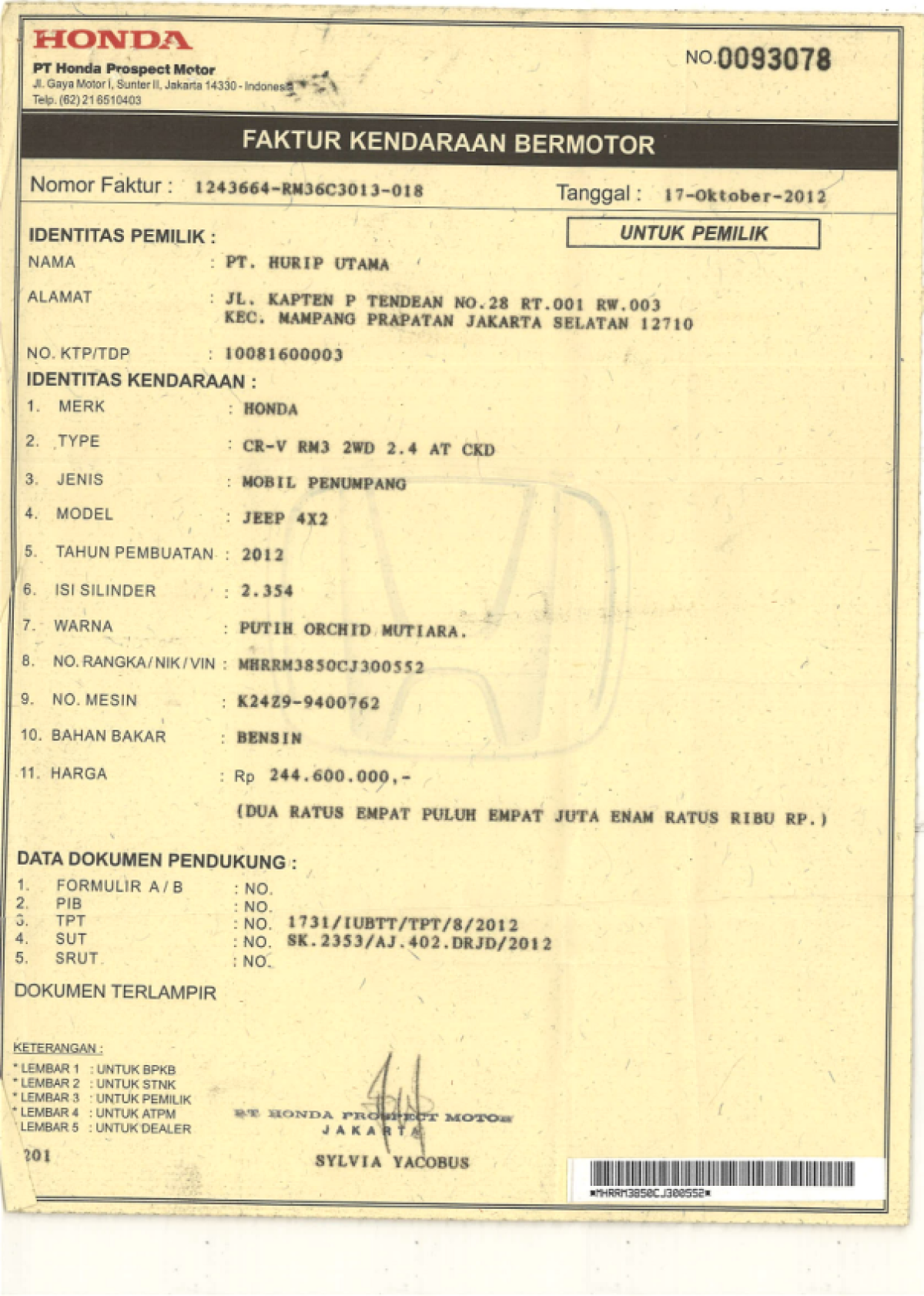 HONDA CR-V RM3 2WD 2.4