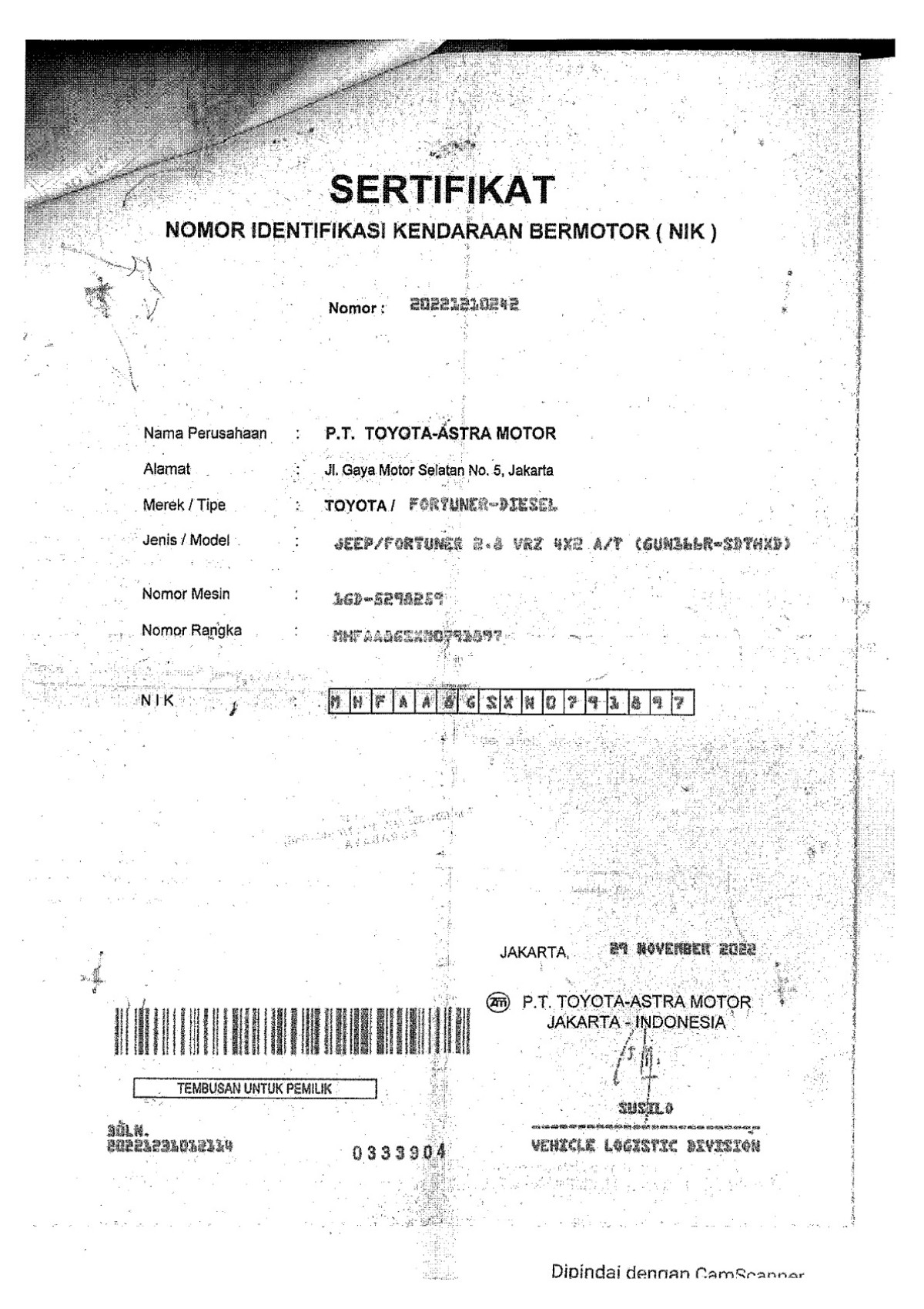 TOYOTA  FORTUNER  2.8 VRZ