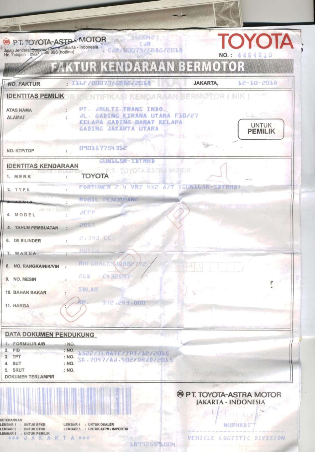 TOYOTA  FORTUNER  2.4 VRZ