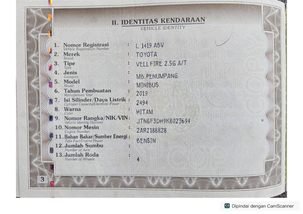 TOYOTA VELLFIRE 2.5G