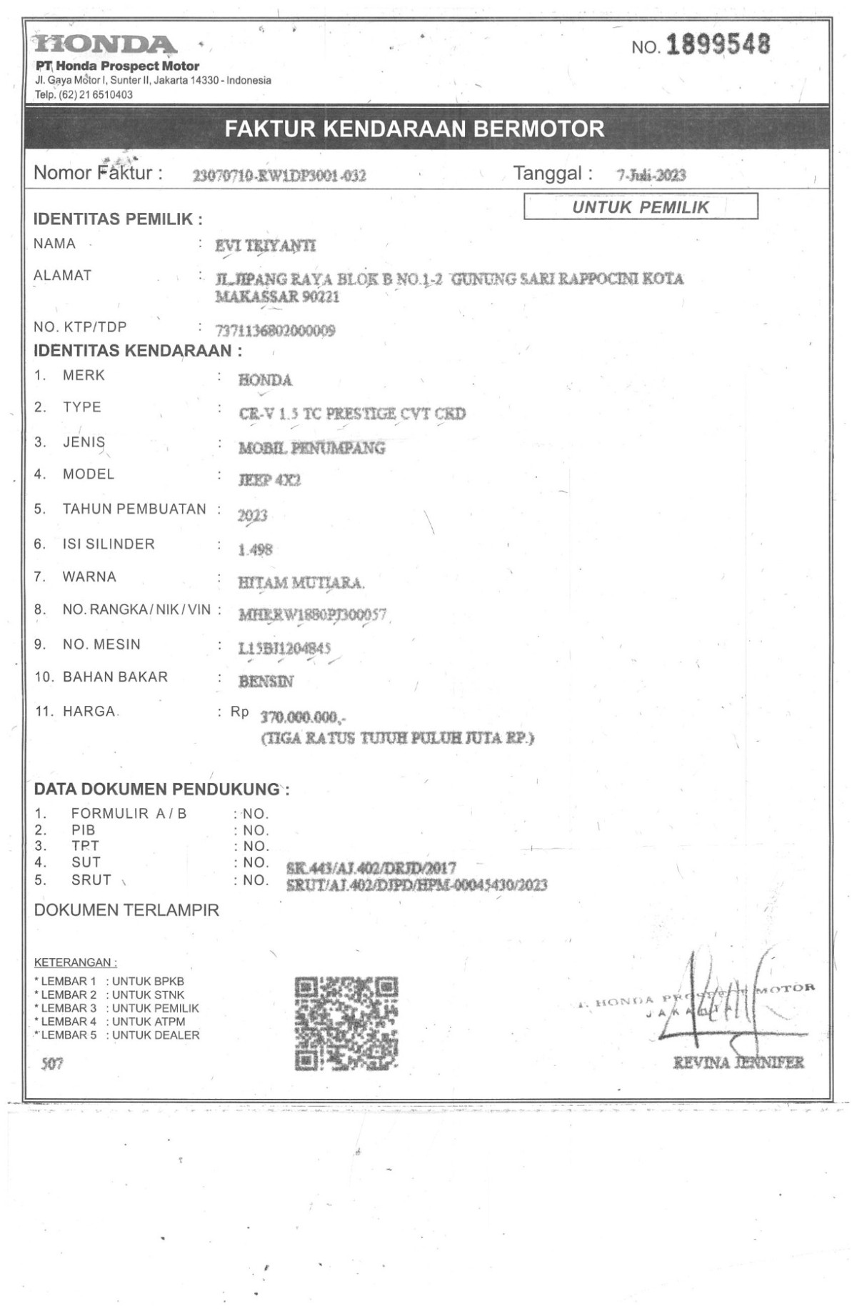 HONDA CR-V 1.5 TC PRESTIGE