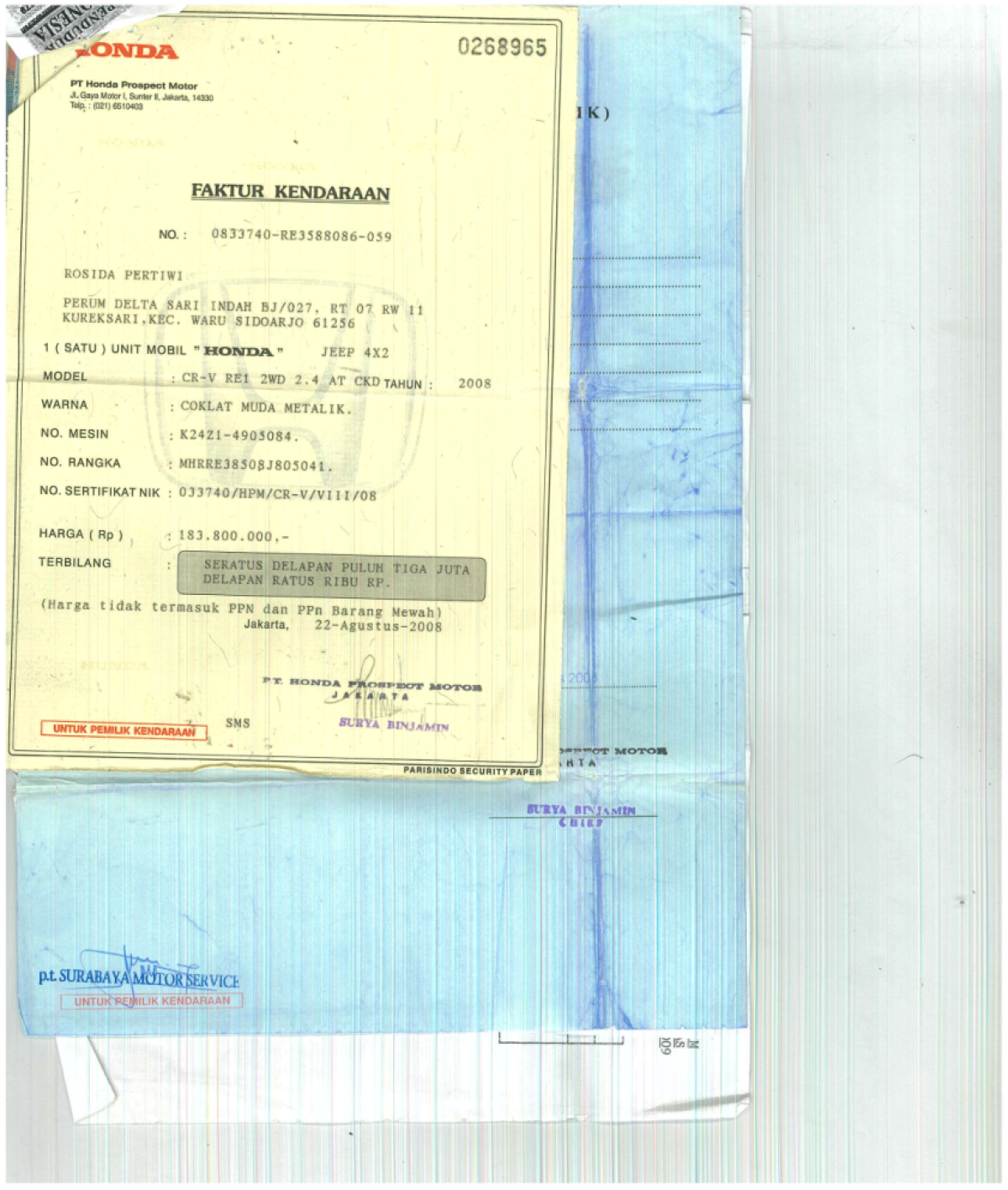 HONDA  CR-V  RE1 2WD 2.4 A/T