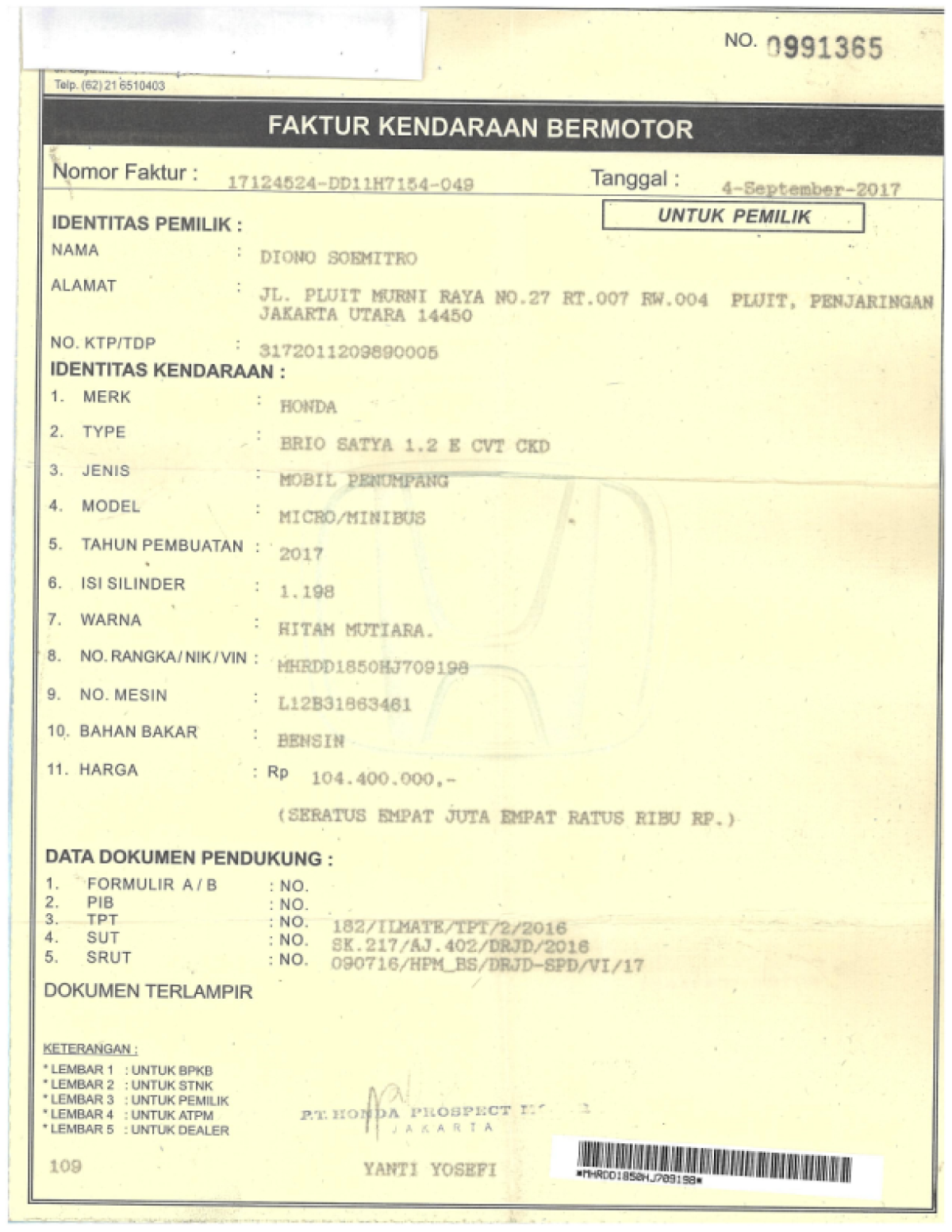 HONDA BRIO SATYA 1.2 E