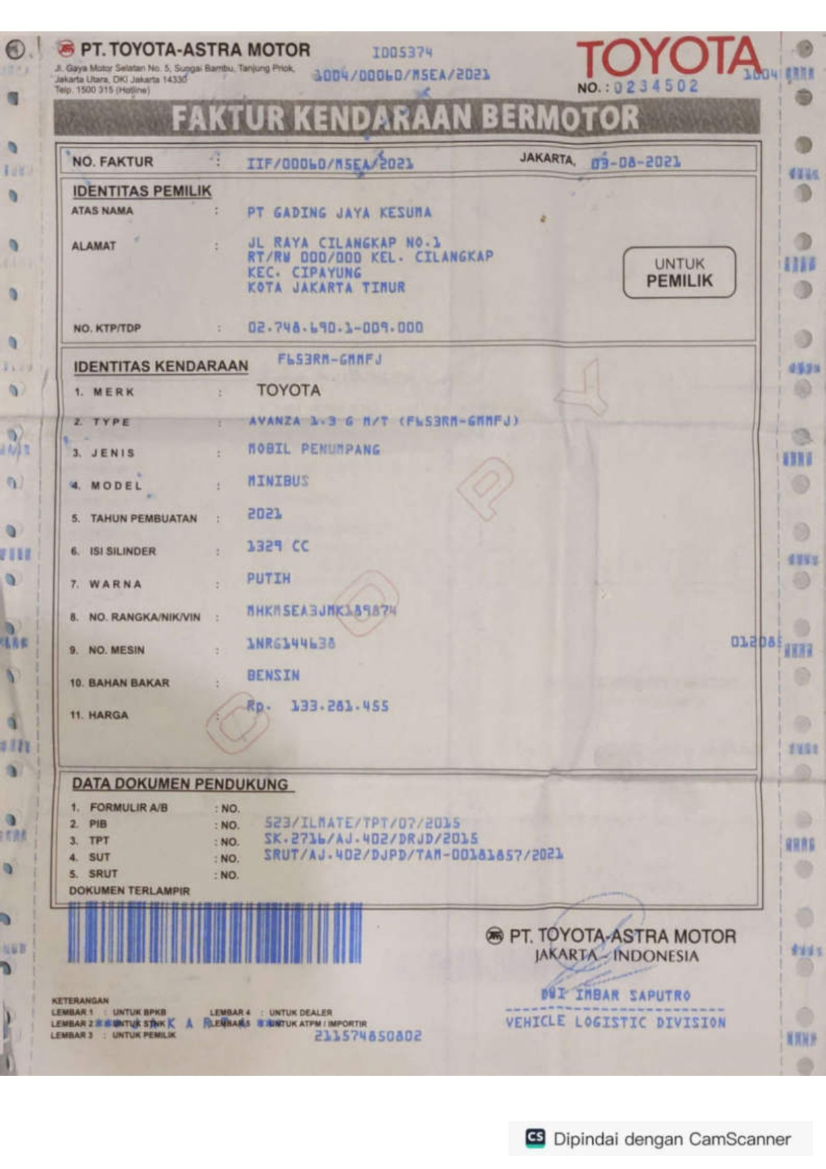 TOYOTA  AVANZA  1.3 G