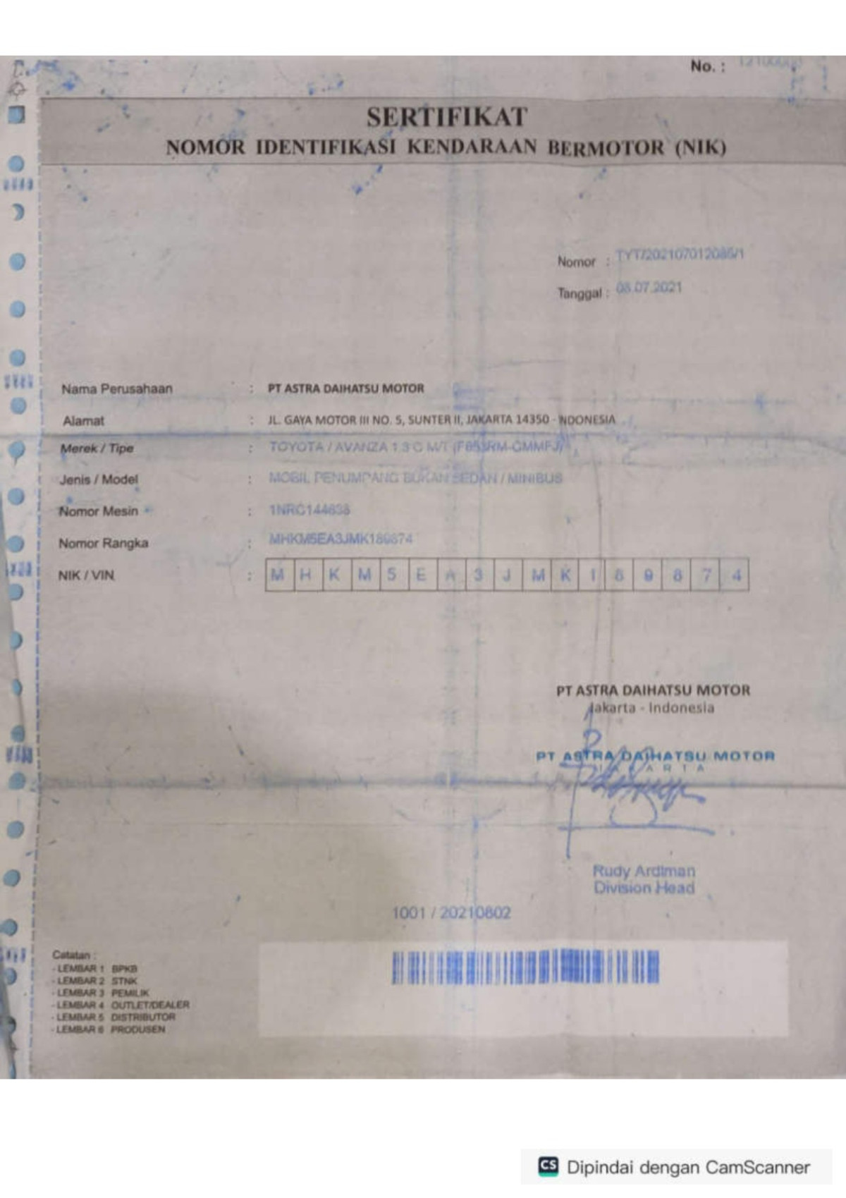 TOYOTA  AVANZA  1.3 G