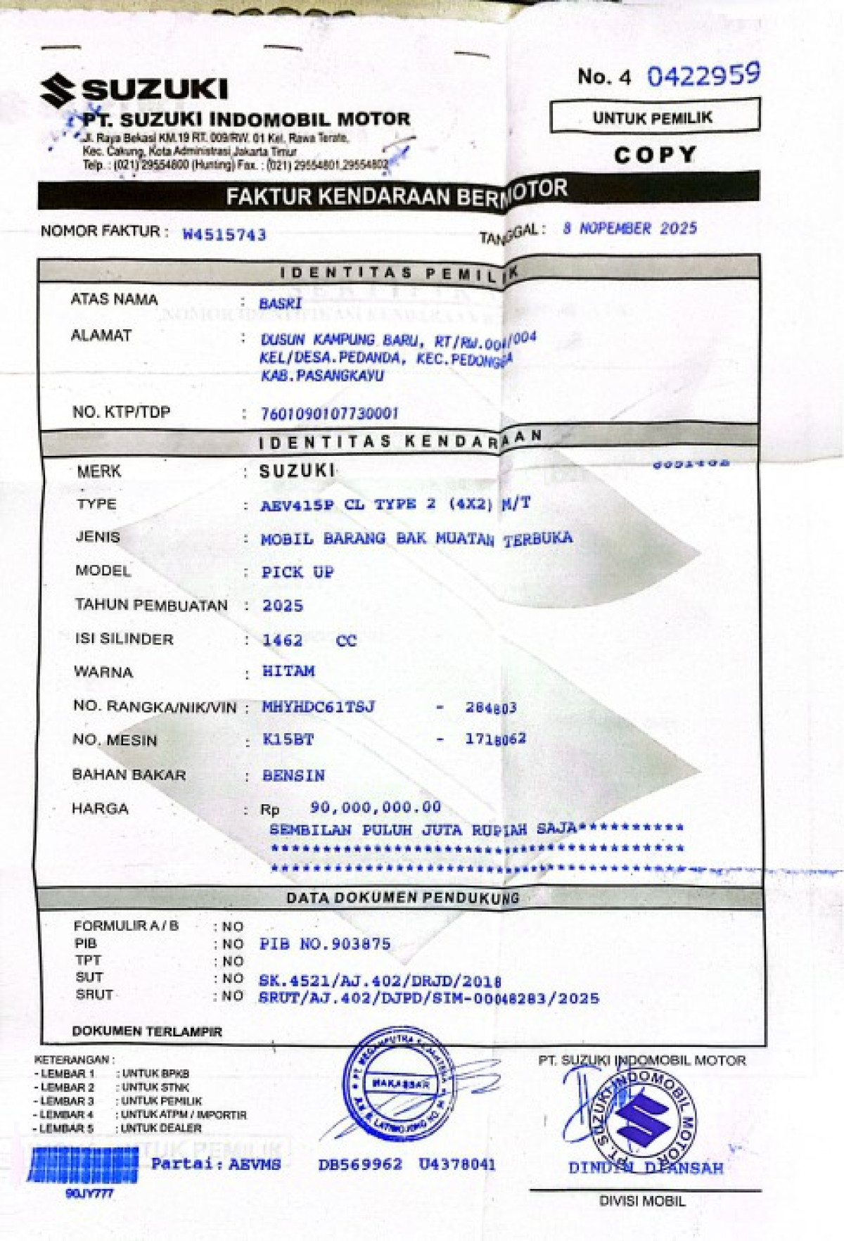 SUZUKI  CARRY  CL PICK UP