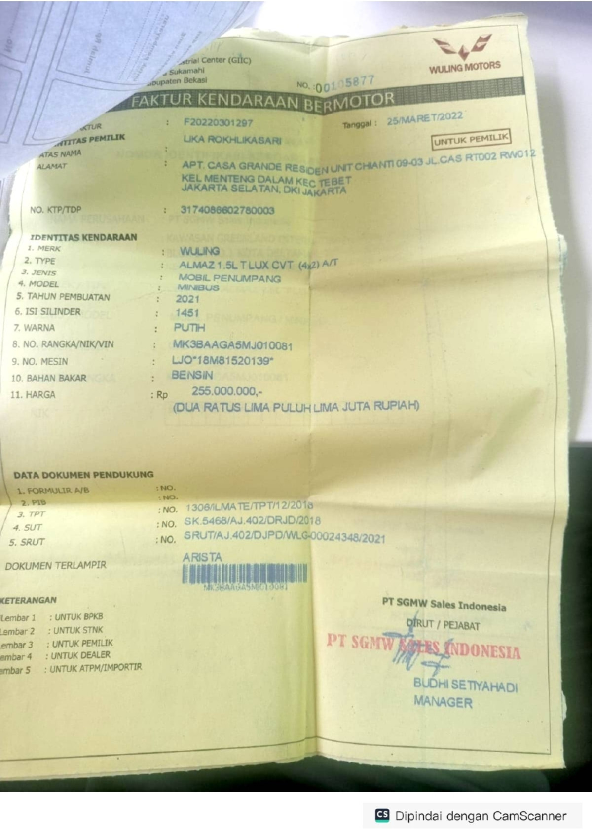 WULING ALMAZ 1.5 LT LUX CVT