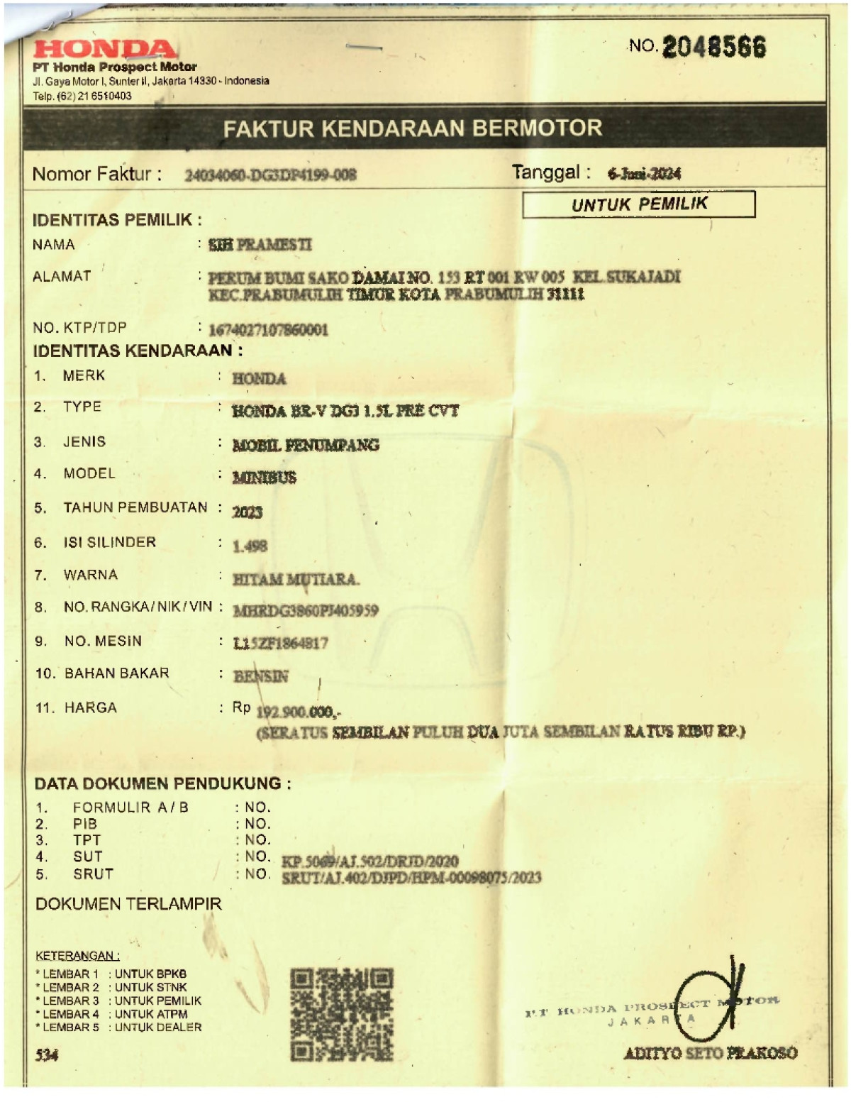 HONDA BRV DG3 1.5L PRECVT