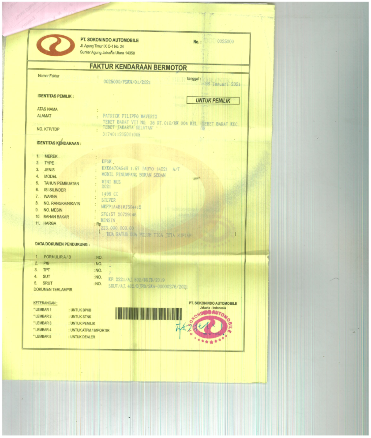 DFSK DXK 6470AS4H 1.5T IAUTO 4X2AT