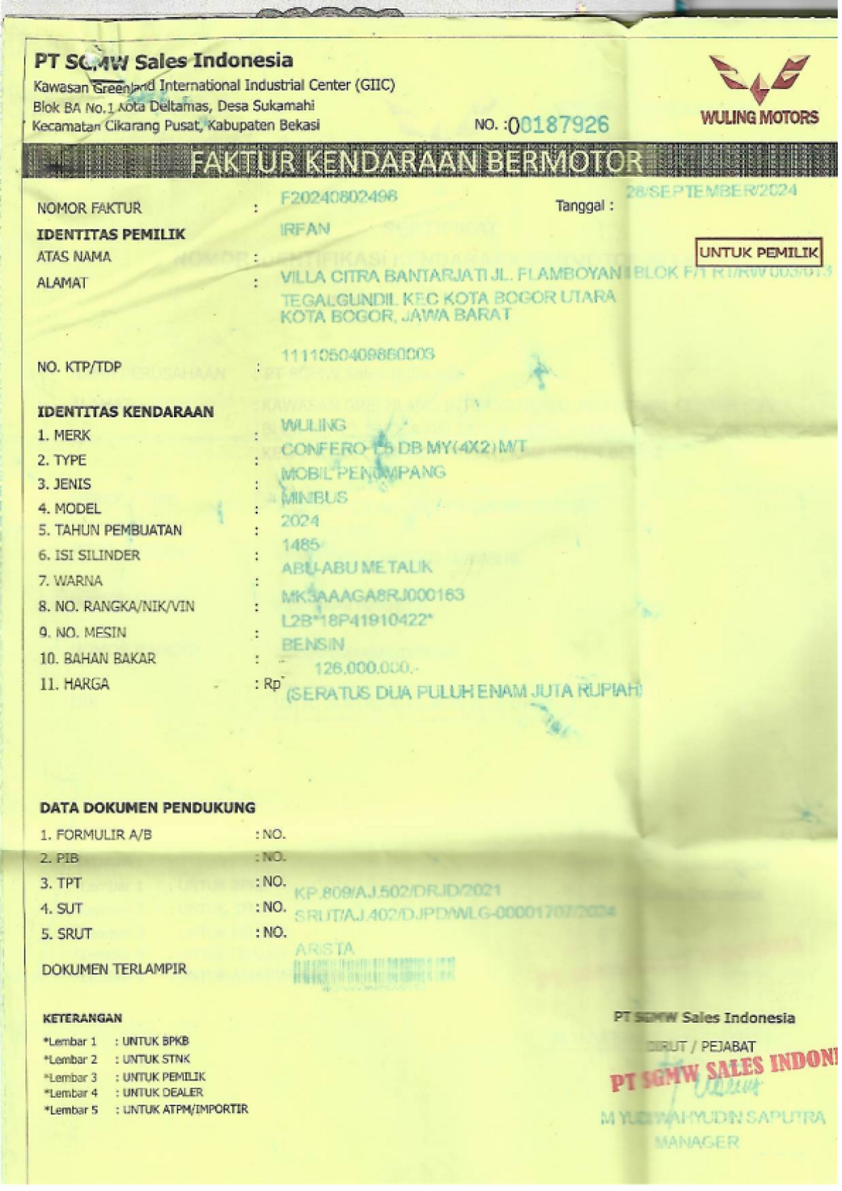 WULING CONFERO 1.5 DB MY (4X2)