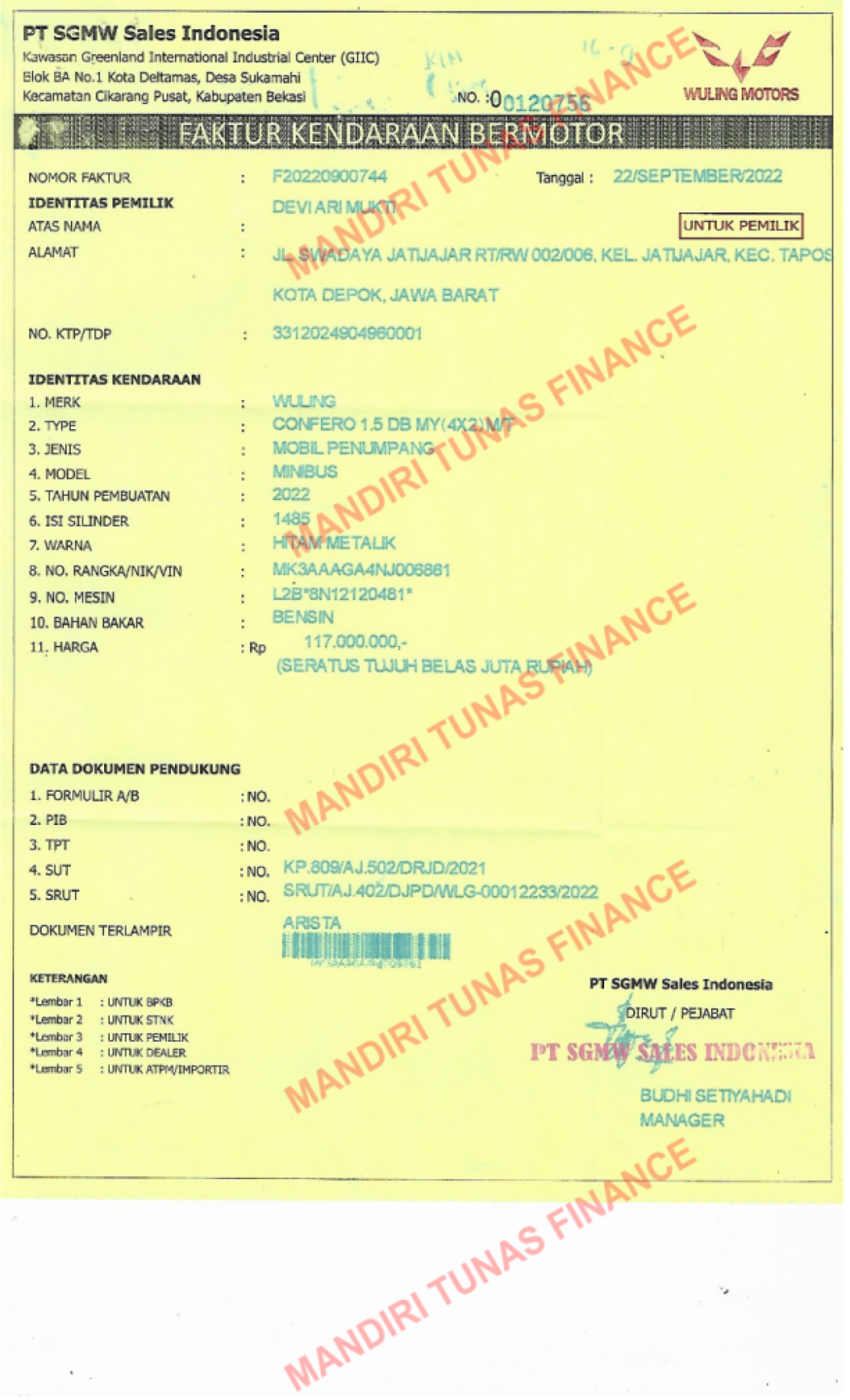 WULING CONFERO 1.5 DB MY (4X2)