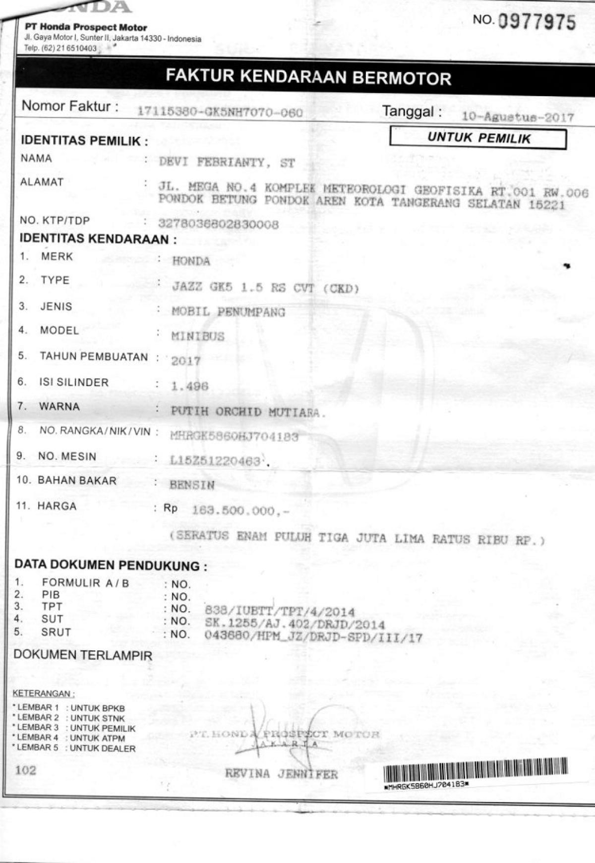 HONDA JAZZ GK5 1.5 RS