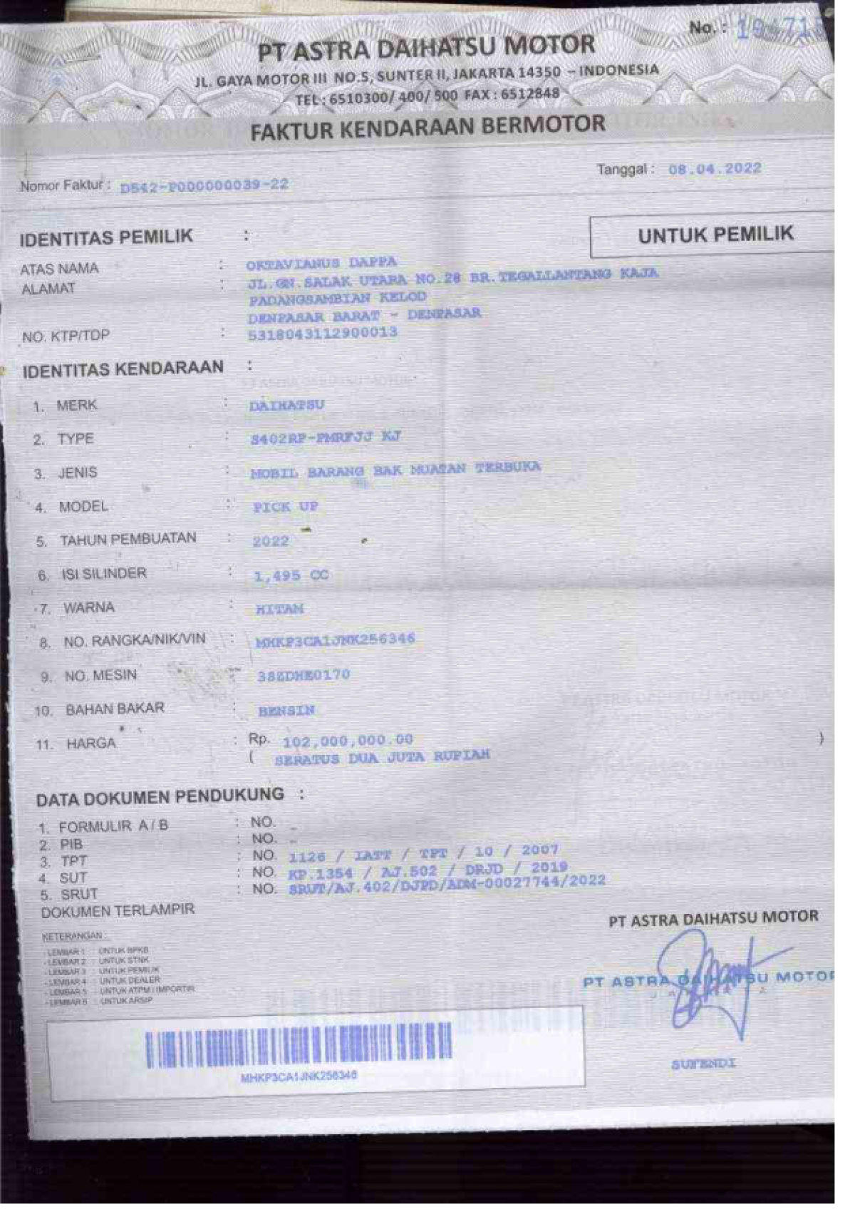 DAIHATSU GRAN MAX PU AC PS 1.5