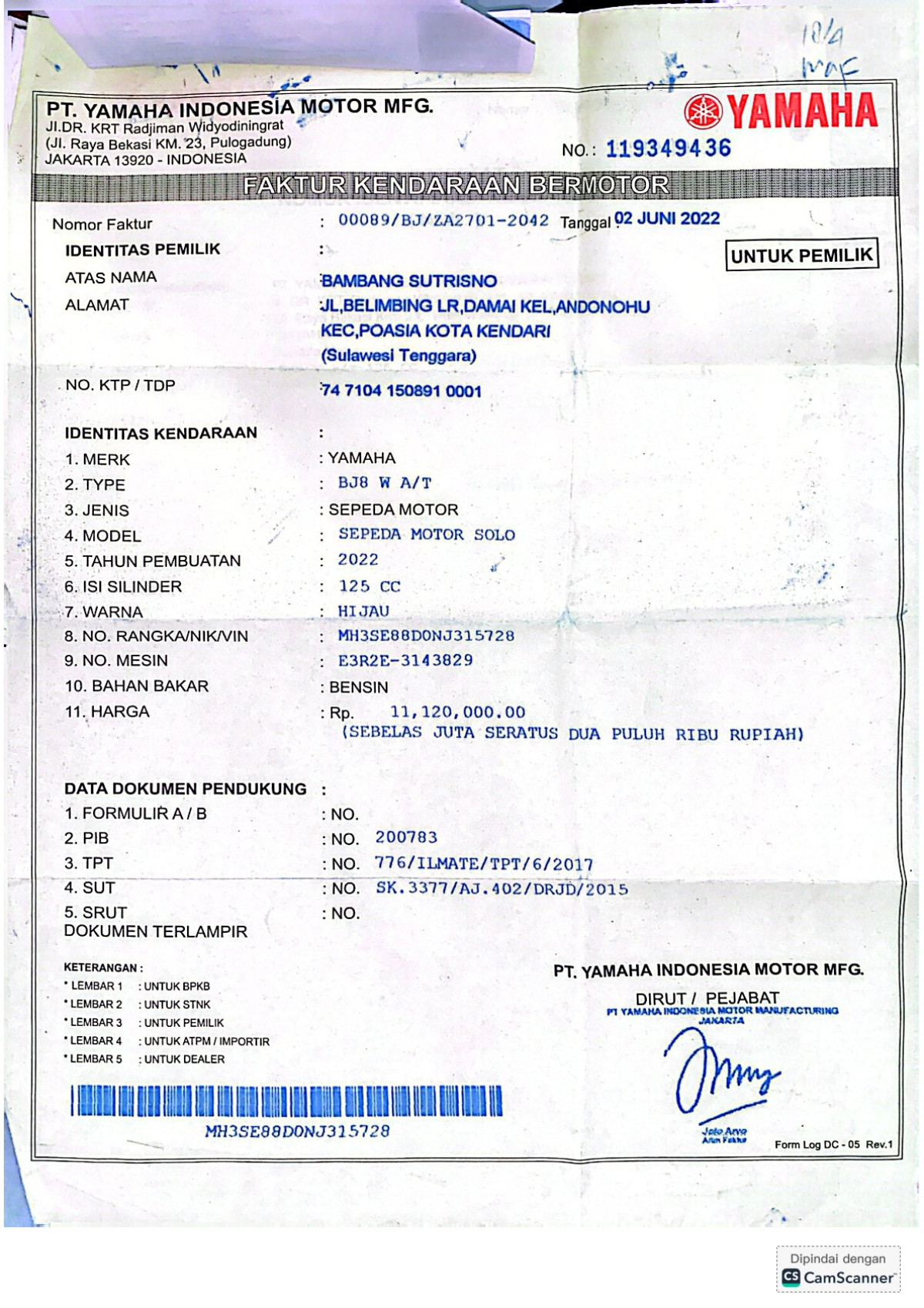 YAMAHA MIO FINO SPORTY 125 BLUE CORE