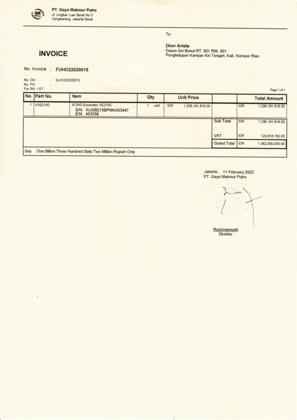 XCMG EXCAVATOR XE215C
