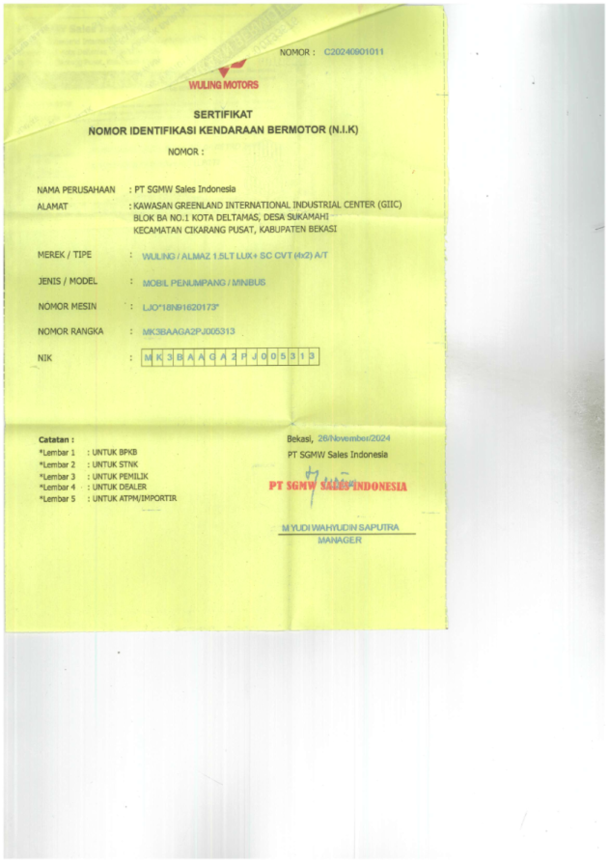 WULING Almaz 1.5LT LUX + SC CVT (4X2) A/T