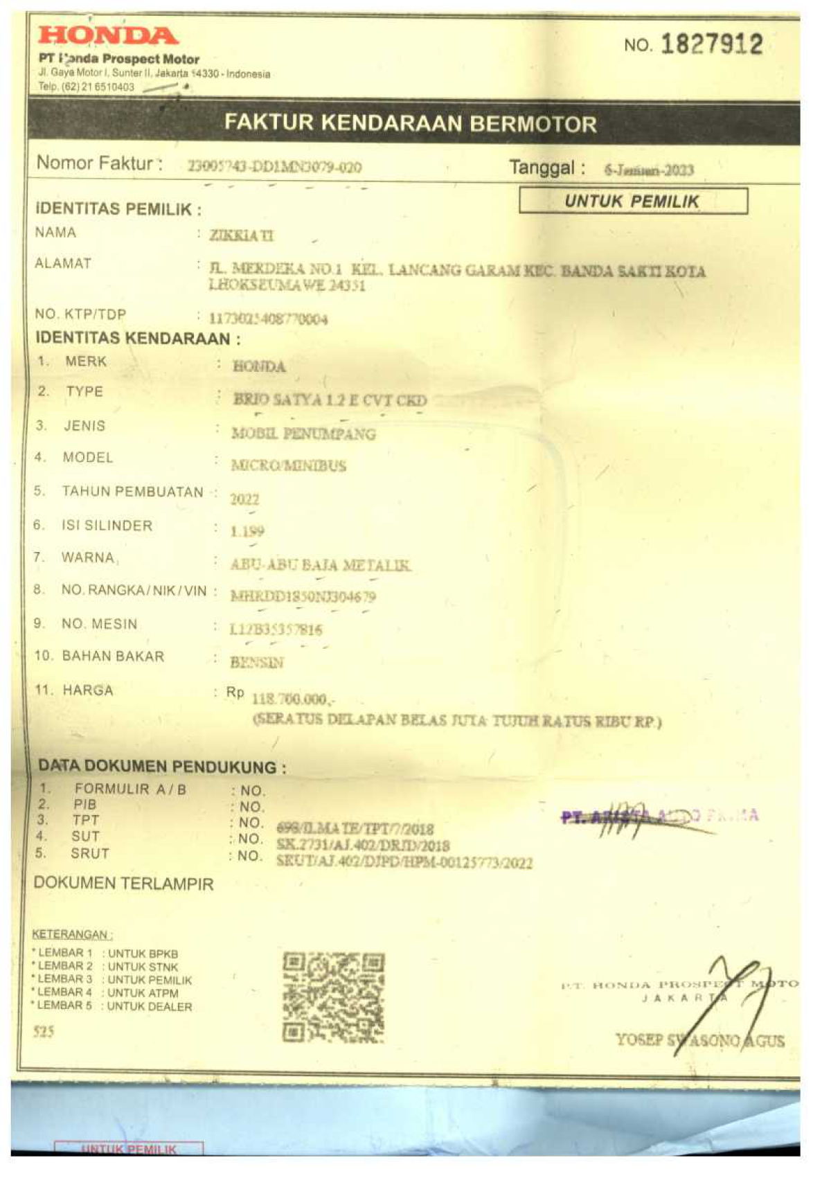 HONDA BRIO SATYA 1.2 E