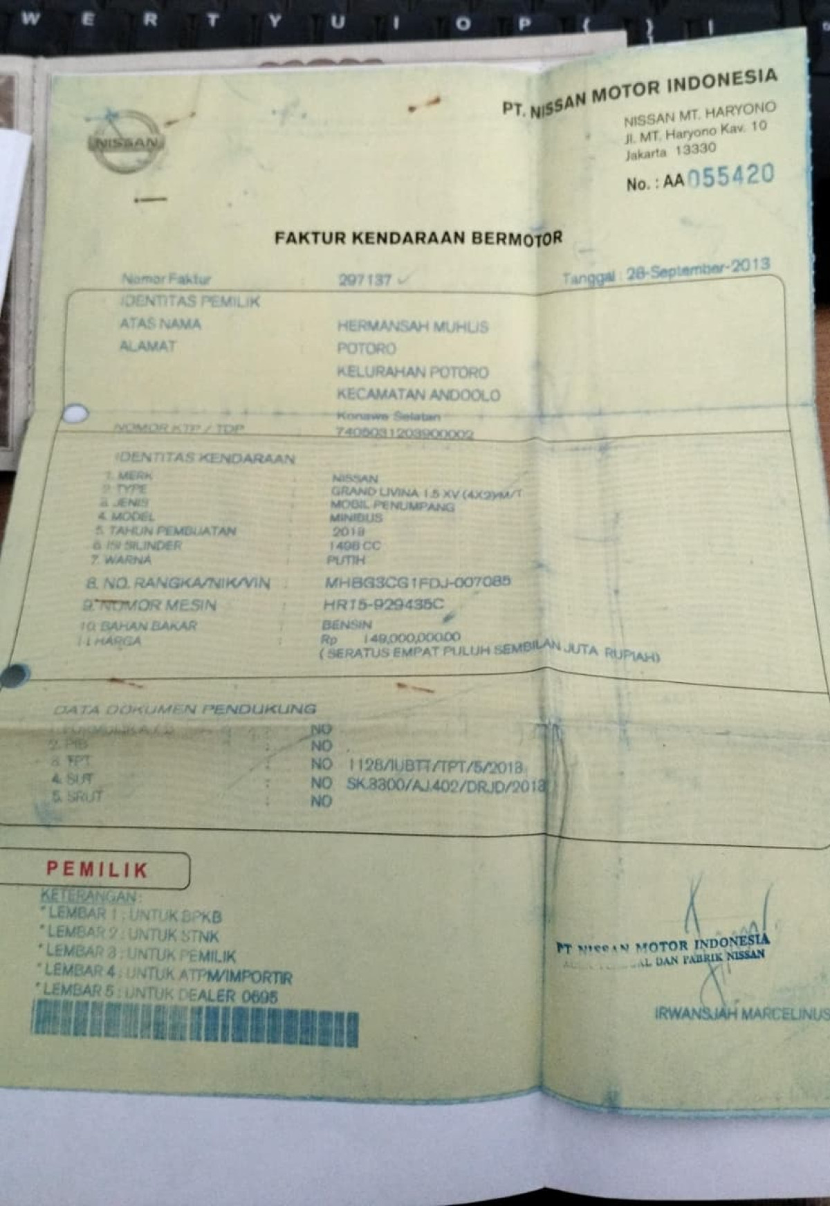 NISSAN GRAND LIVINA SV 1.5