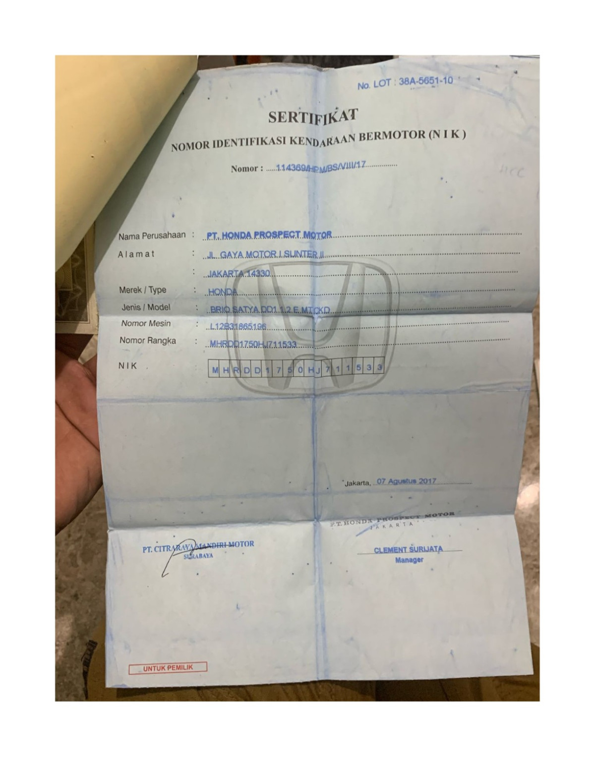 HONDA  BRIO  SATYA DD1 1.2 E