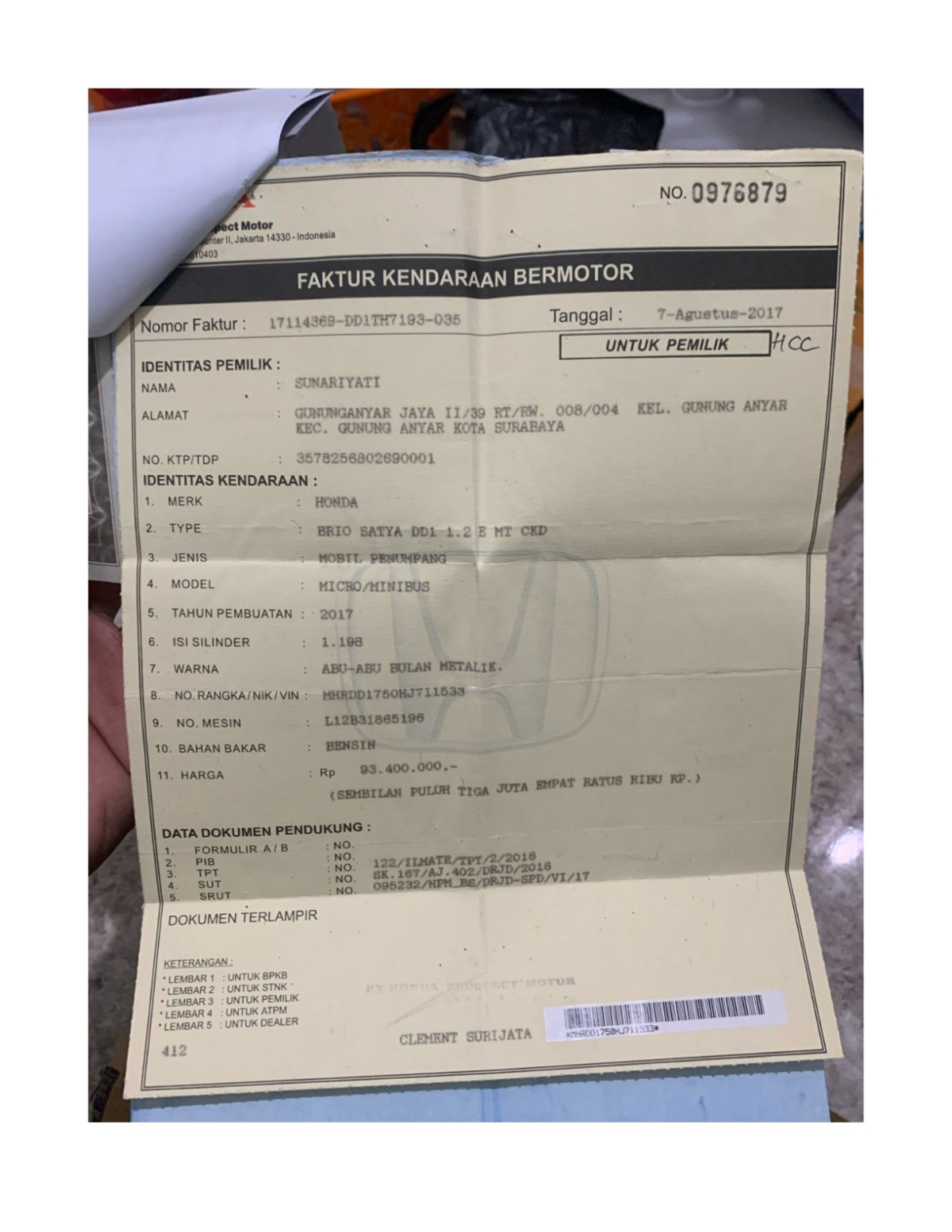 HONDA  BRIO  SATYA DD1 1.2 E