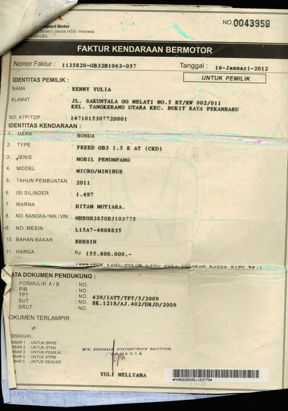 HONDA FREED GB3 1.5 E