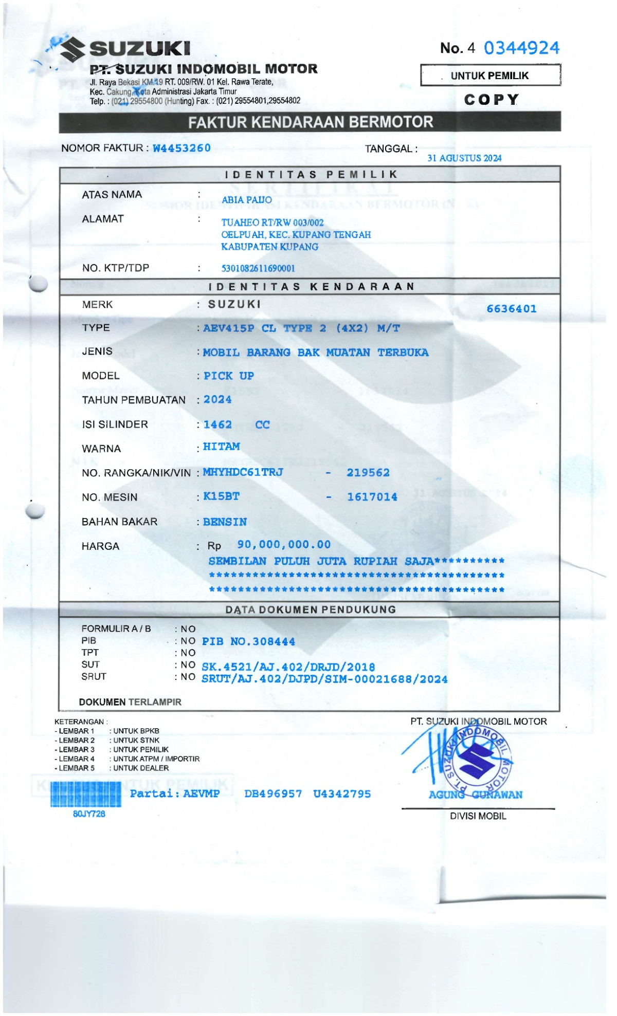 SUZUKI  CARRY  CL PICK UP