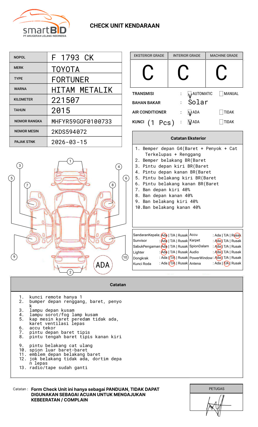 TOYOTA FORTUNER 2.5G AT