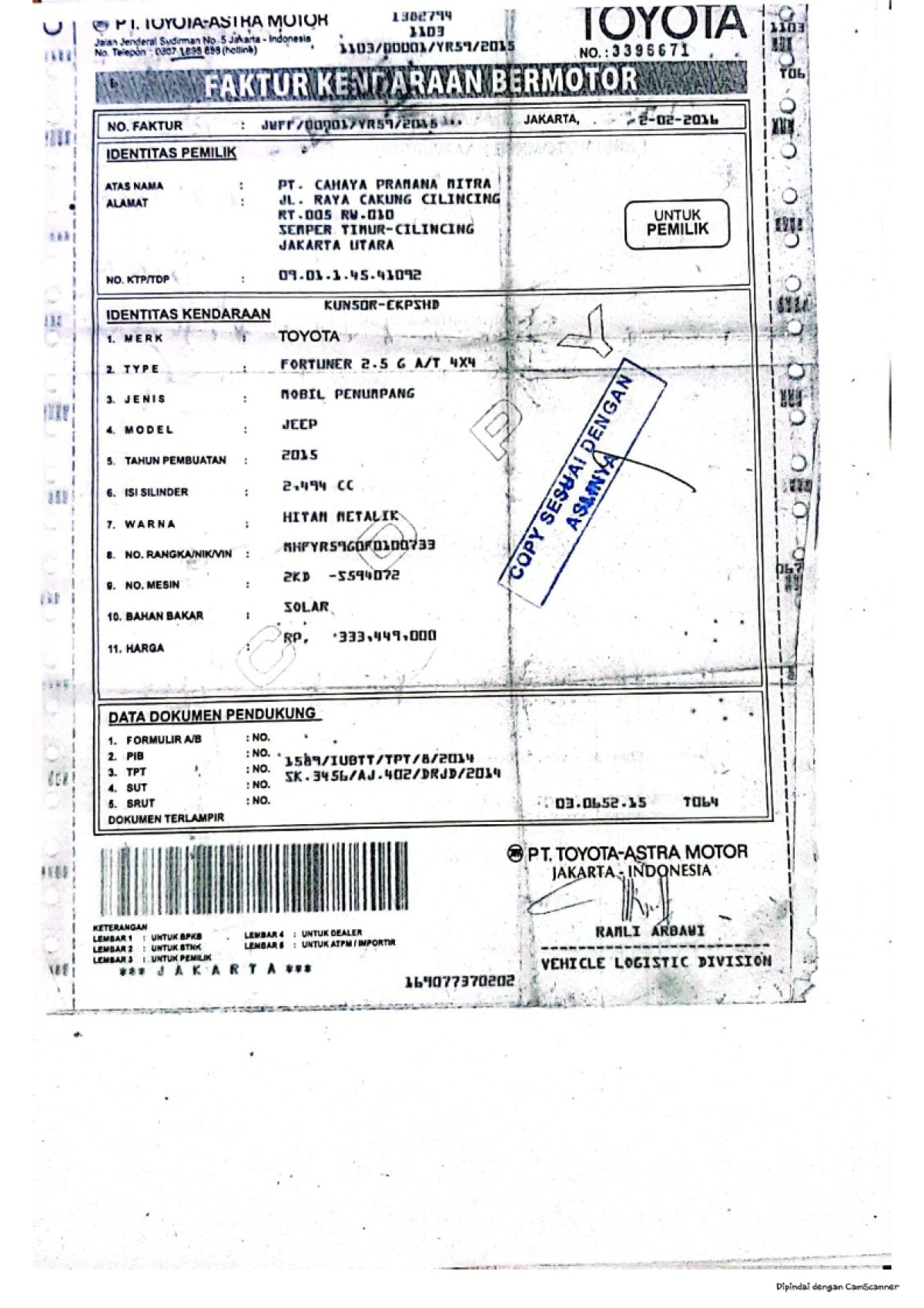 TOYOTA FORTUNER 2.5G AT