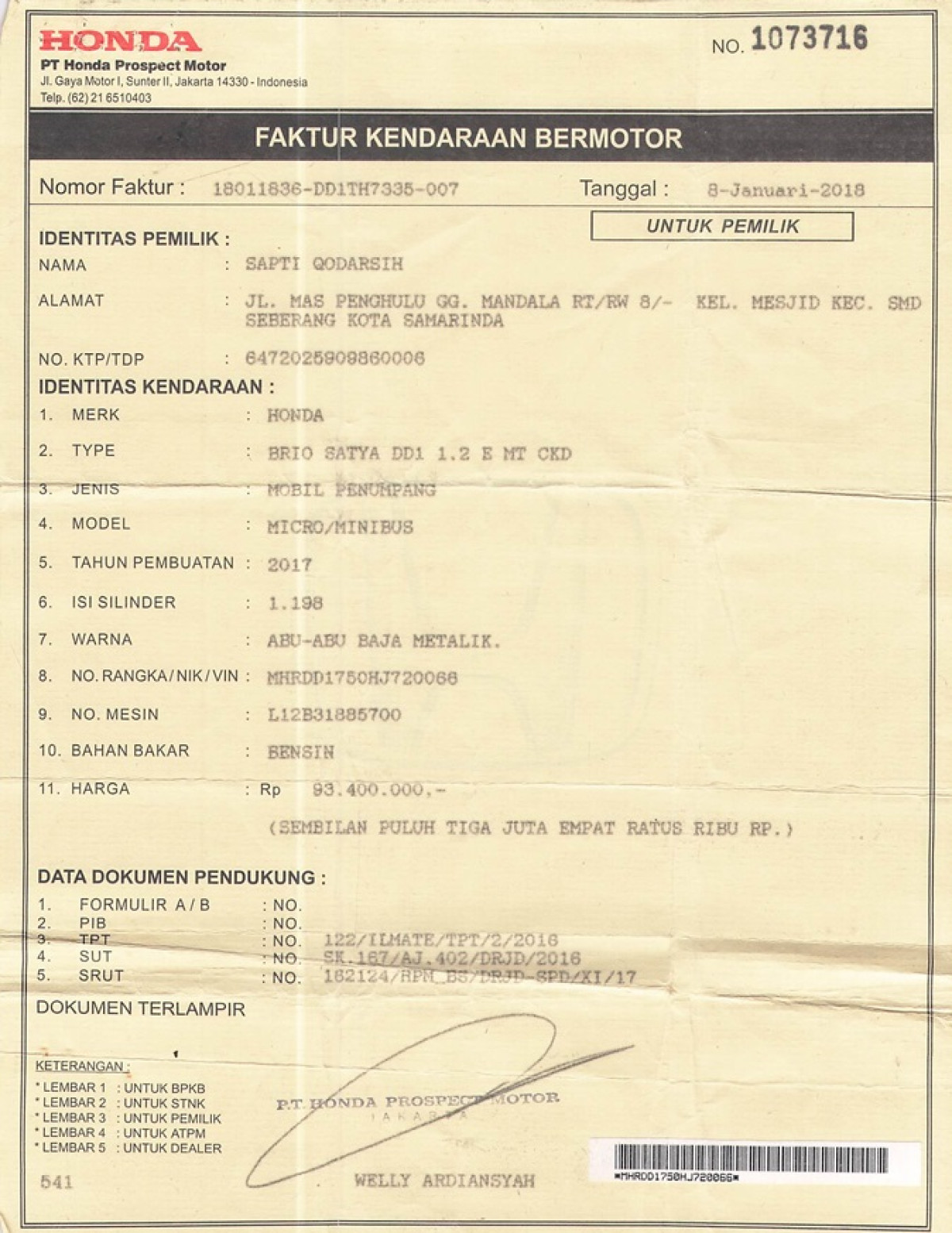 HONDA BRIO  SATYA 1.2 E