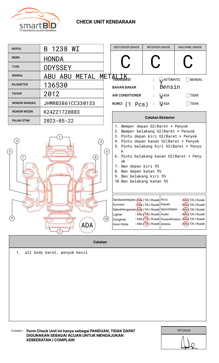 HONDA ODYSSEY RB3 2.4 L