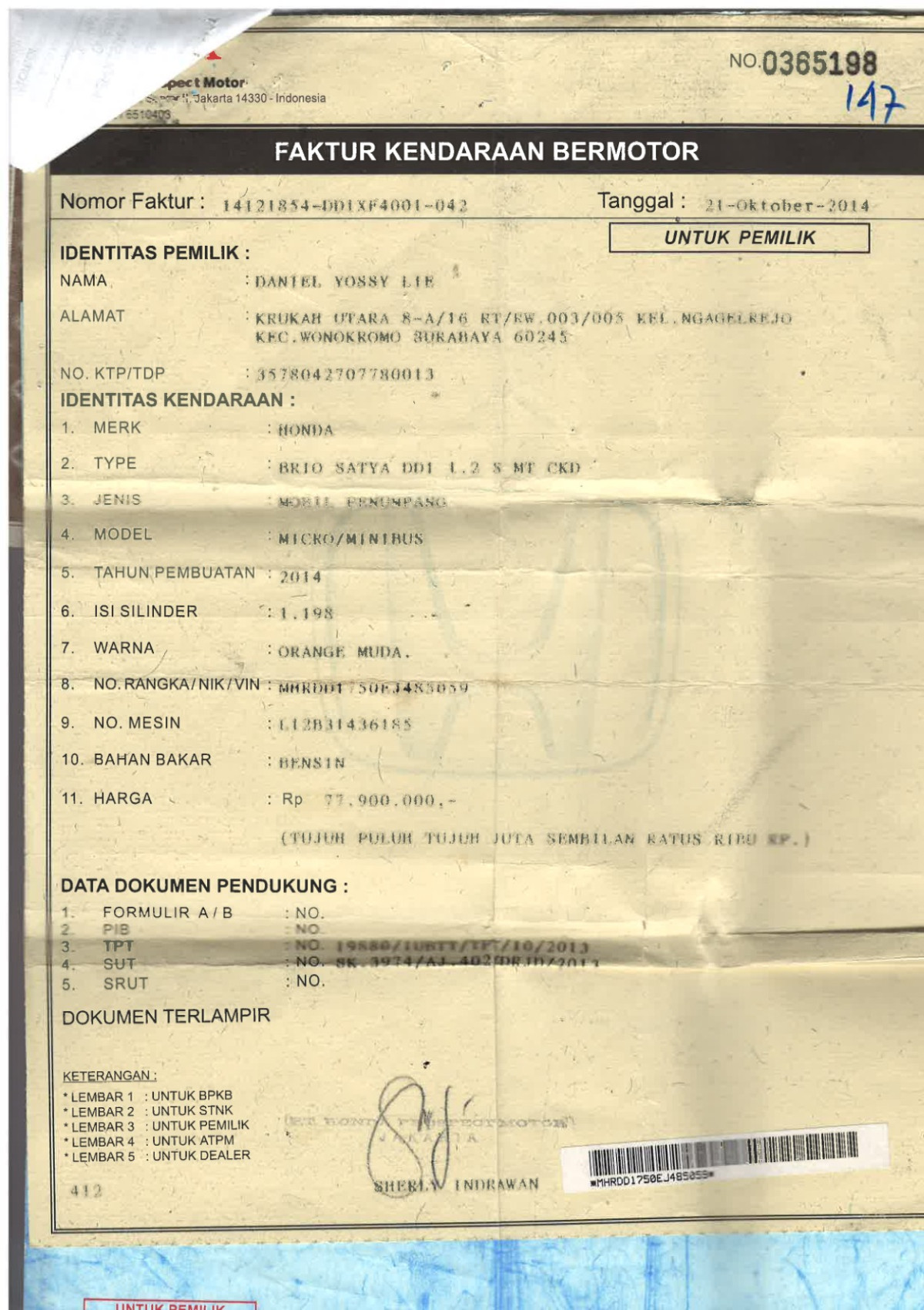 HONDA  BRIO  SATYA DD1 1.2 S