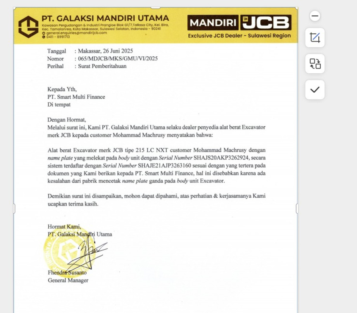 JCB EXCAVATOR TYPE 215 LC NXT