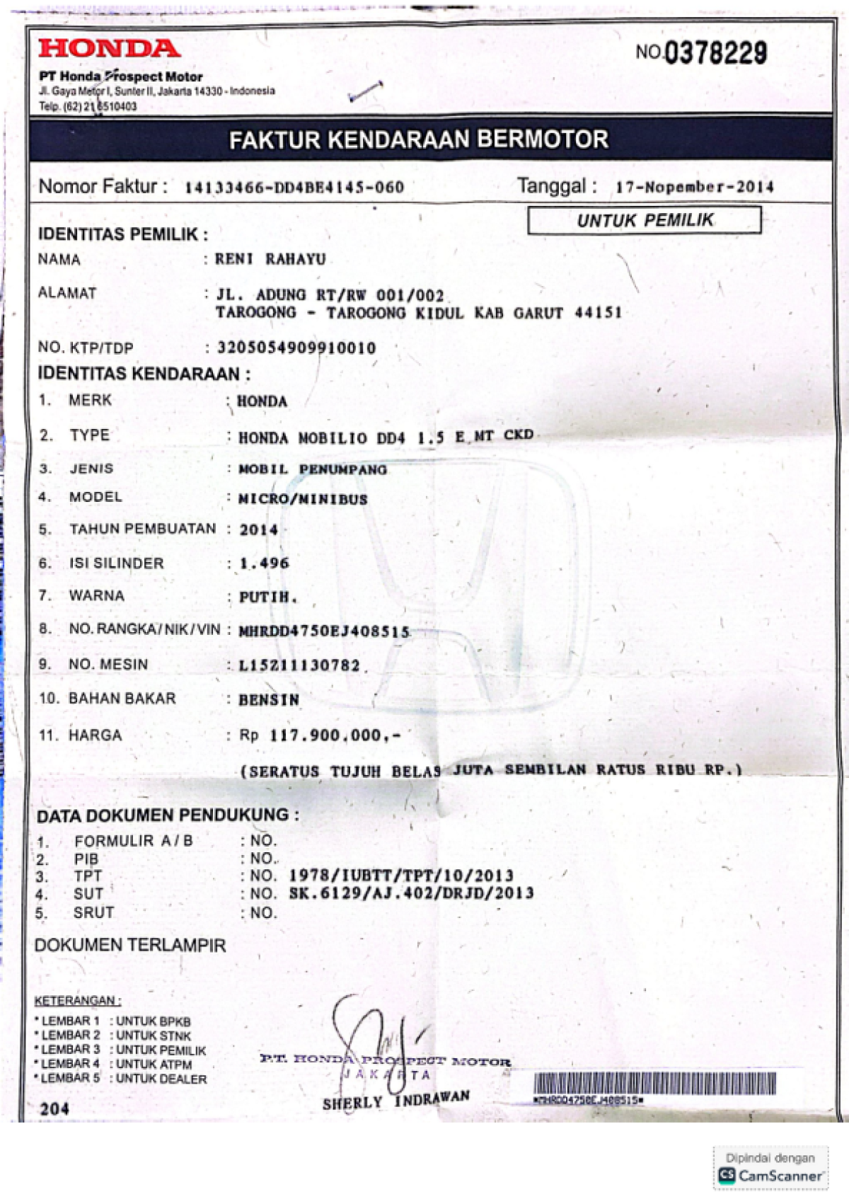 HONDA  MOBILIO  DD4 1.5E