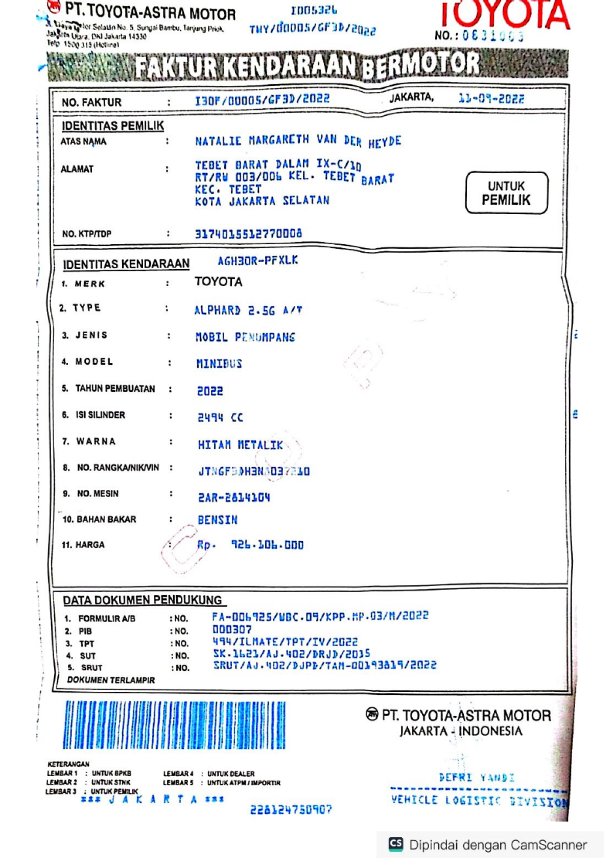 TOYOTA ALPHARD 2.5 G