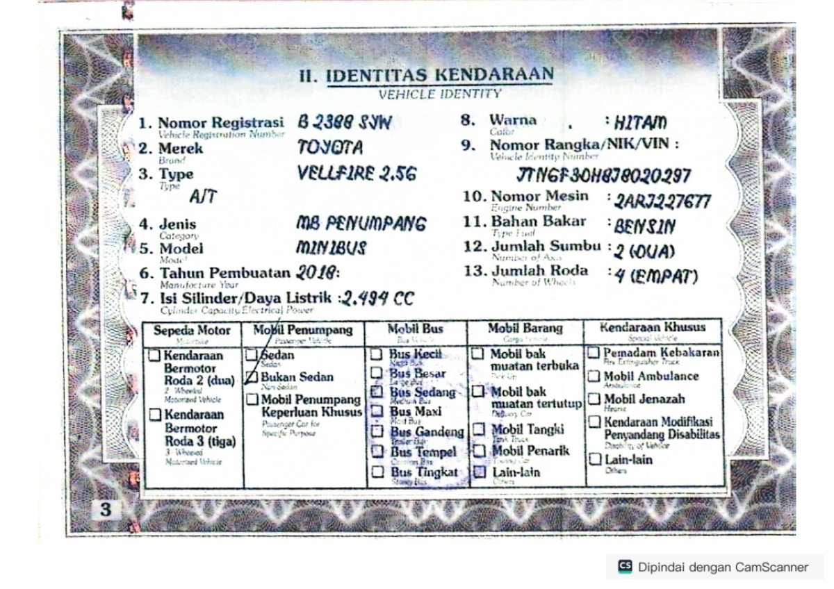 TOYOTA VELLFIRE 2.5G