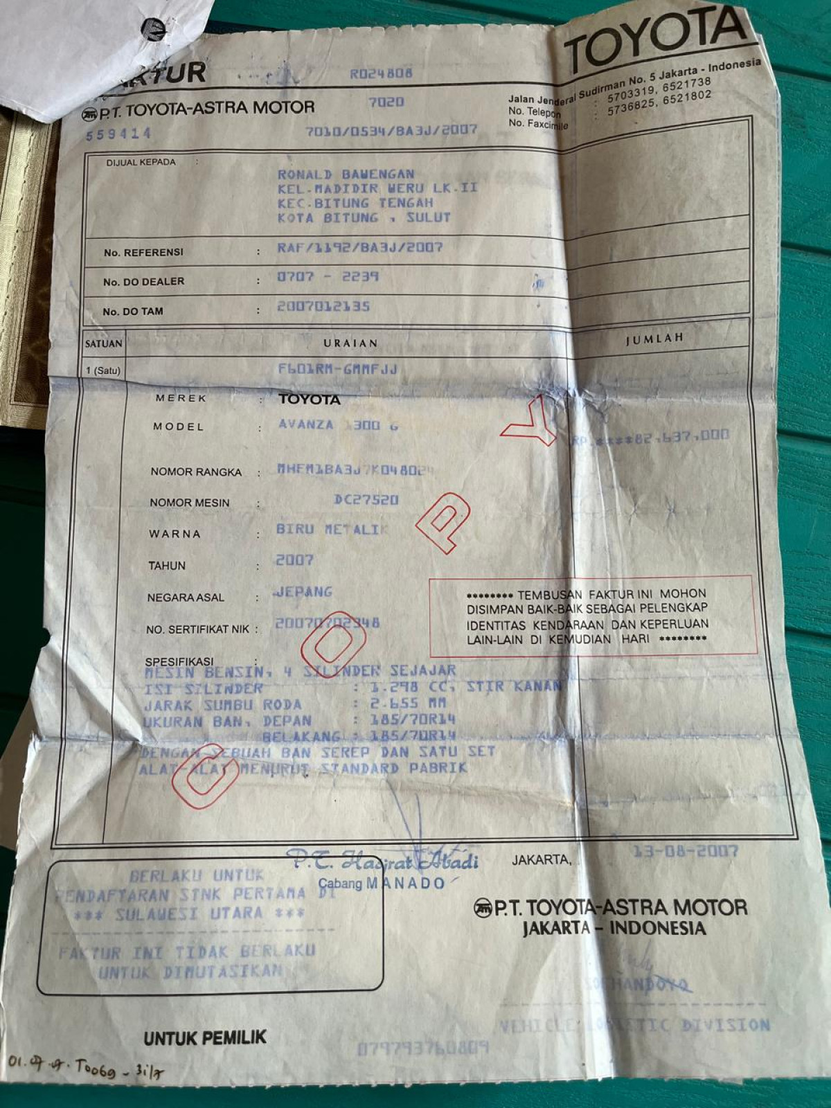 TOYOTA AVANZA  1.3 G