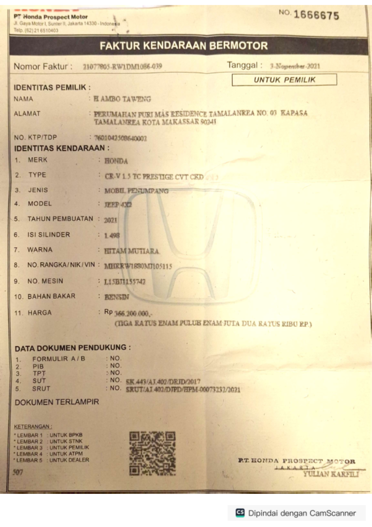 HONDA CR-V 1.5 TC PRESTIGE CVT CKD