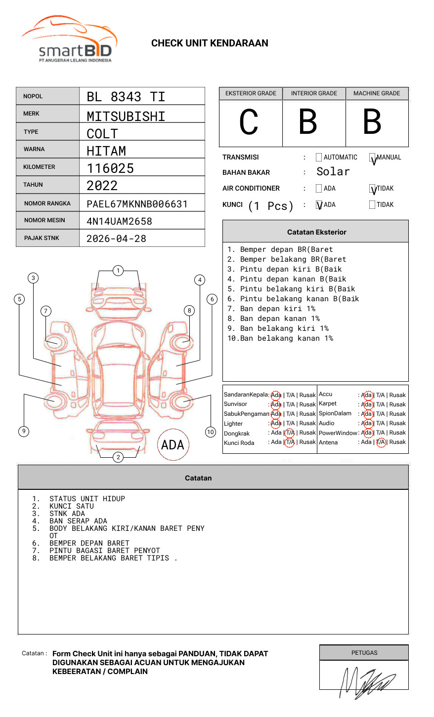 MITSUBISHI COLT L300 PU FB-R