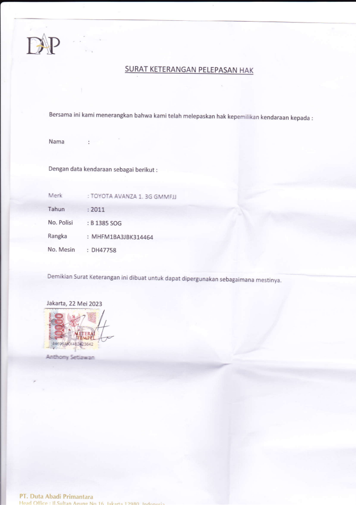 TOYOTA  AVANZA  1.3 G