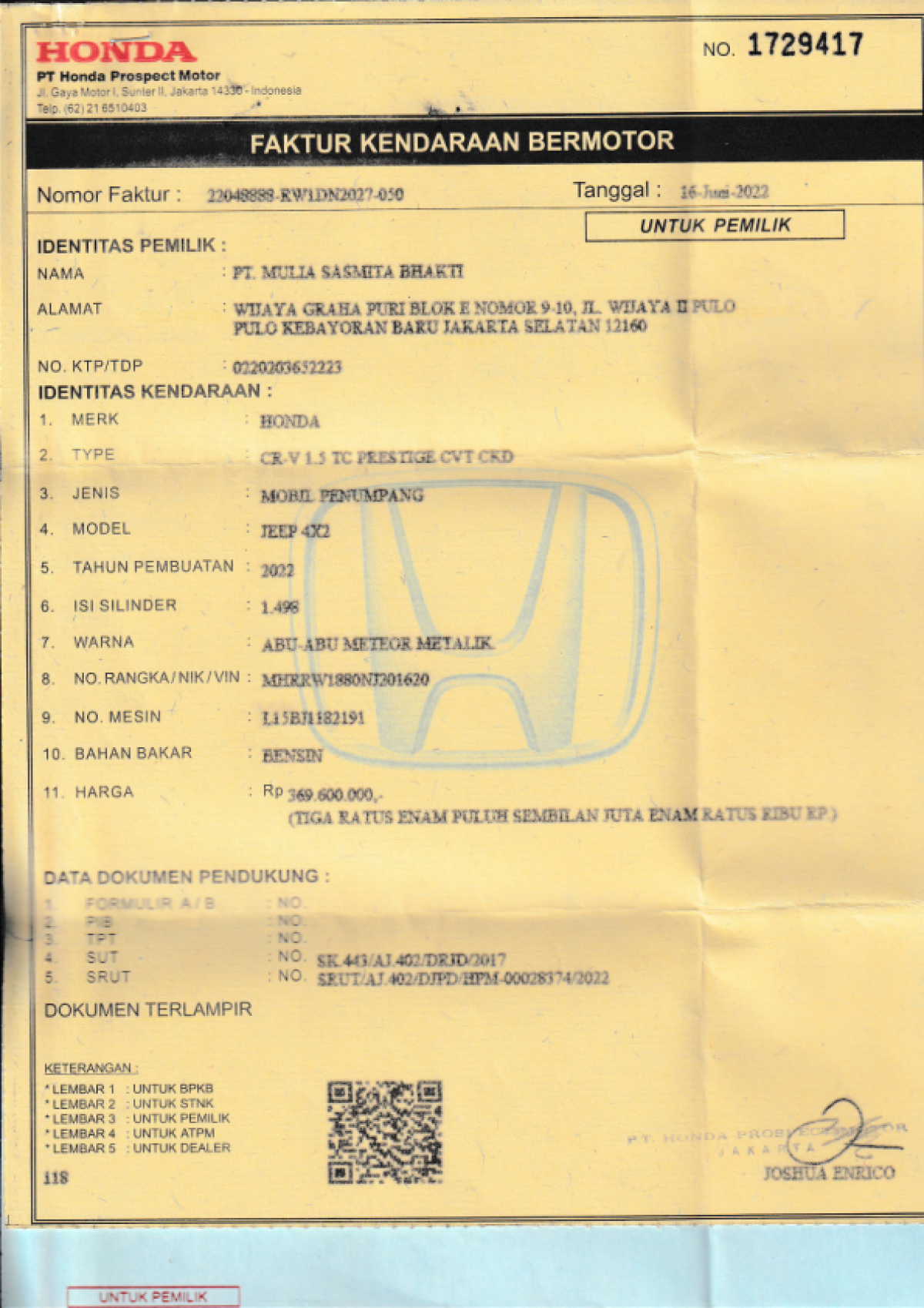 HONDA  CR-V  1.5 TC PRESTIGE CVT CKD