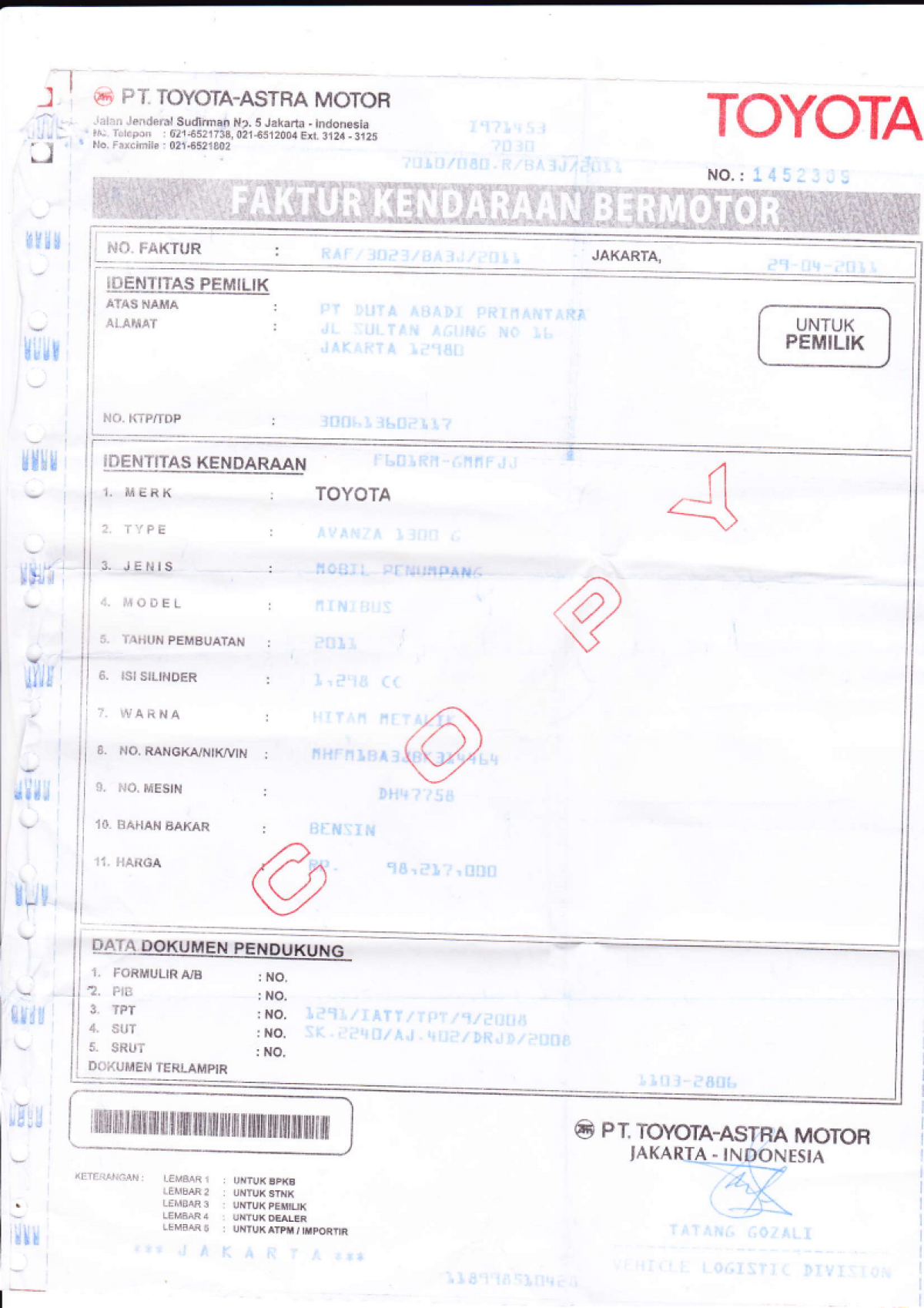 TOYOTA  AVANZA  1.3 G