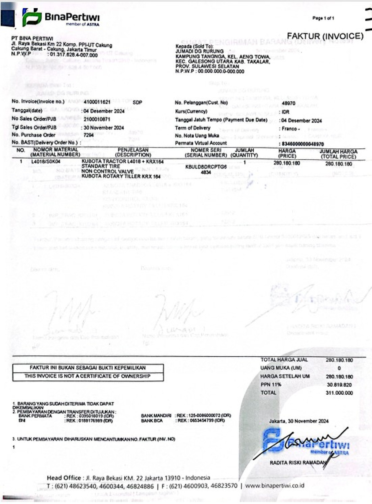 KUBOTA L4018 + KRX164