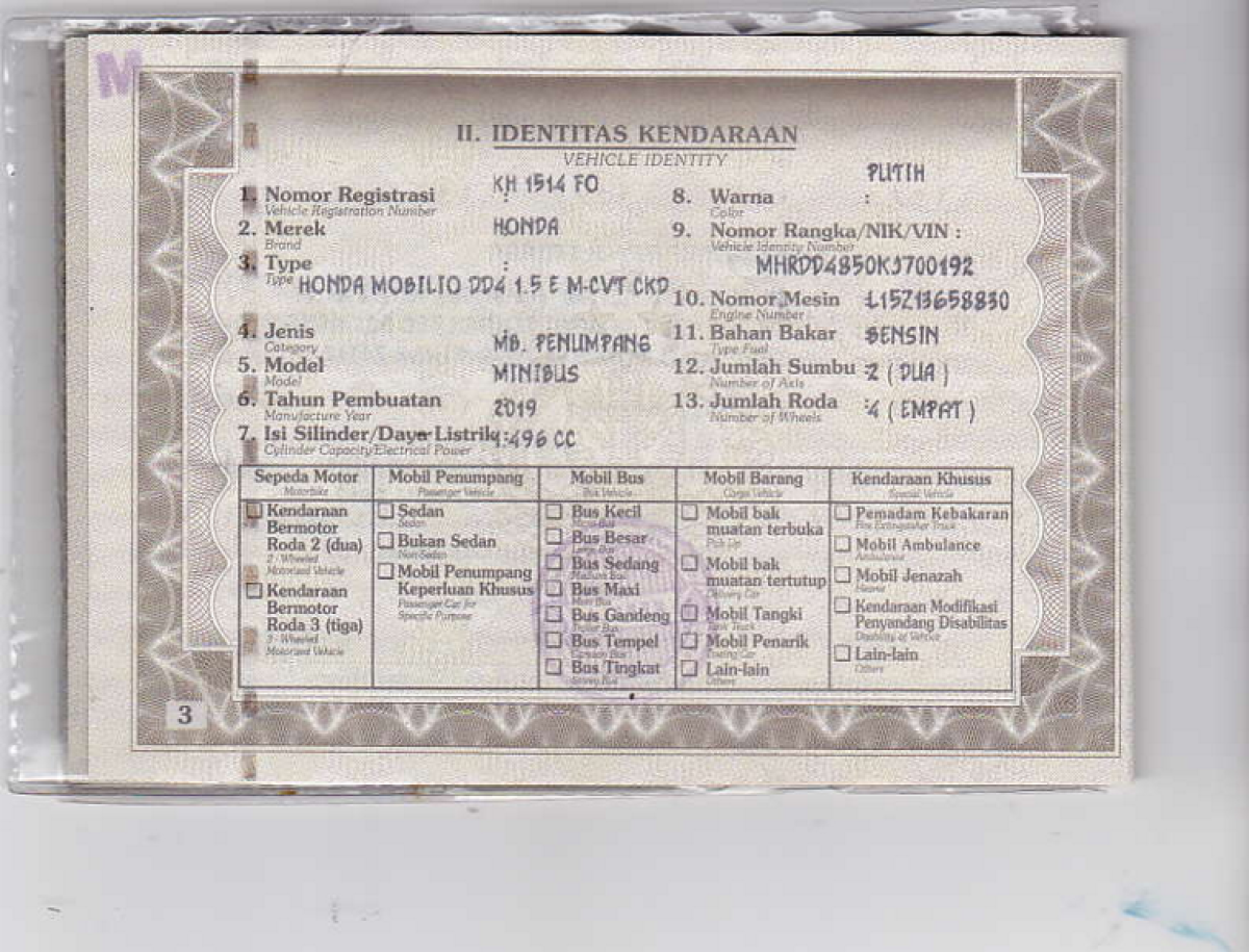 HONDA  MOBILIO  DD4 1.5 E M CVT CKD