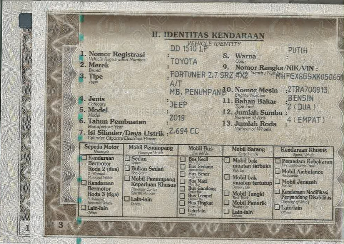 TOYOTA FORTUNER 2.7 SRZ