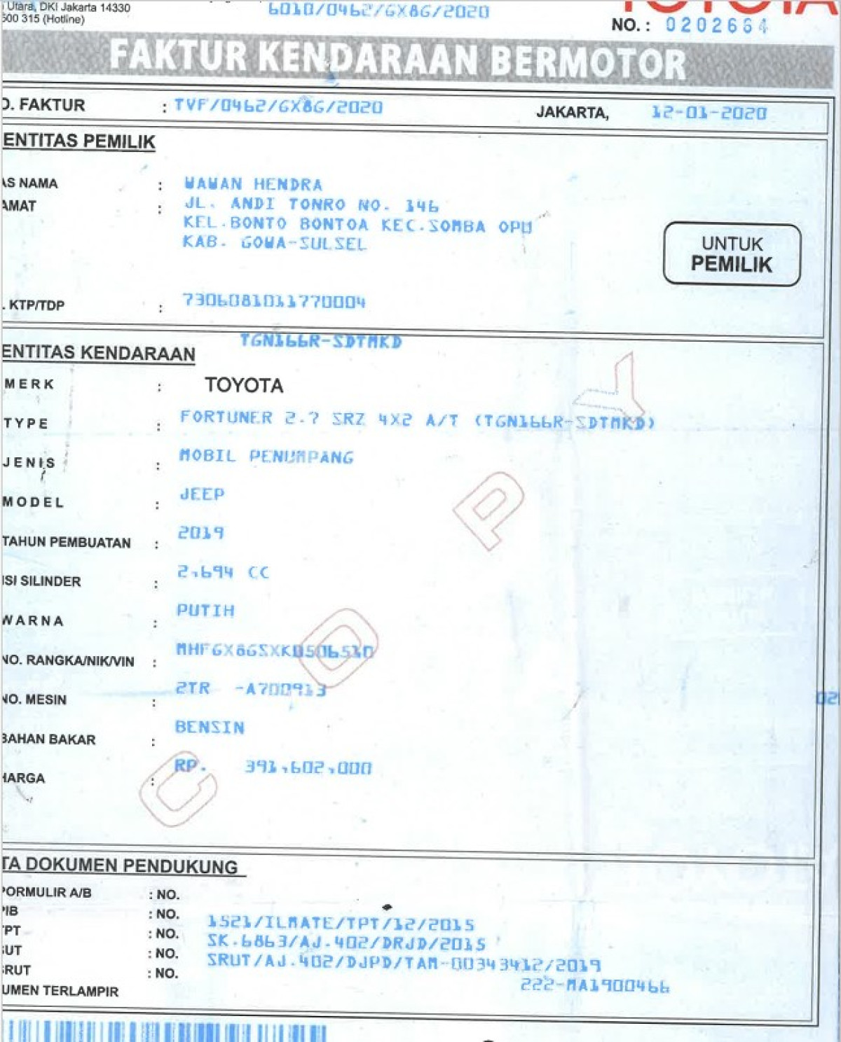 TOYOTA FORTUNER 2.7 SRZ